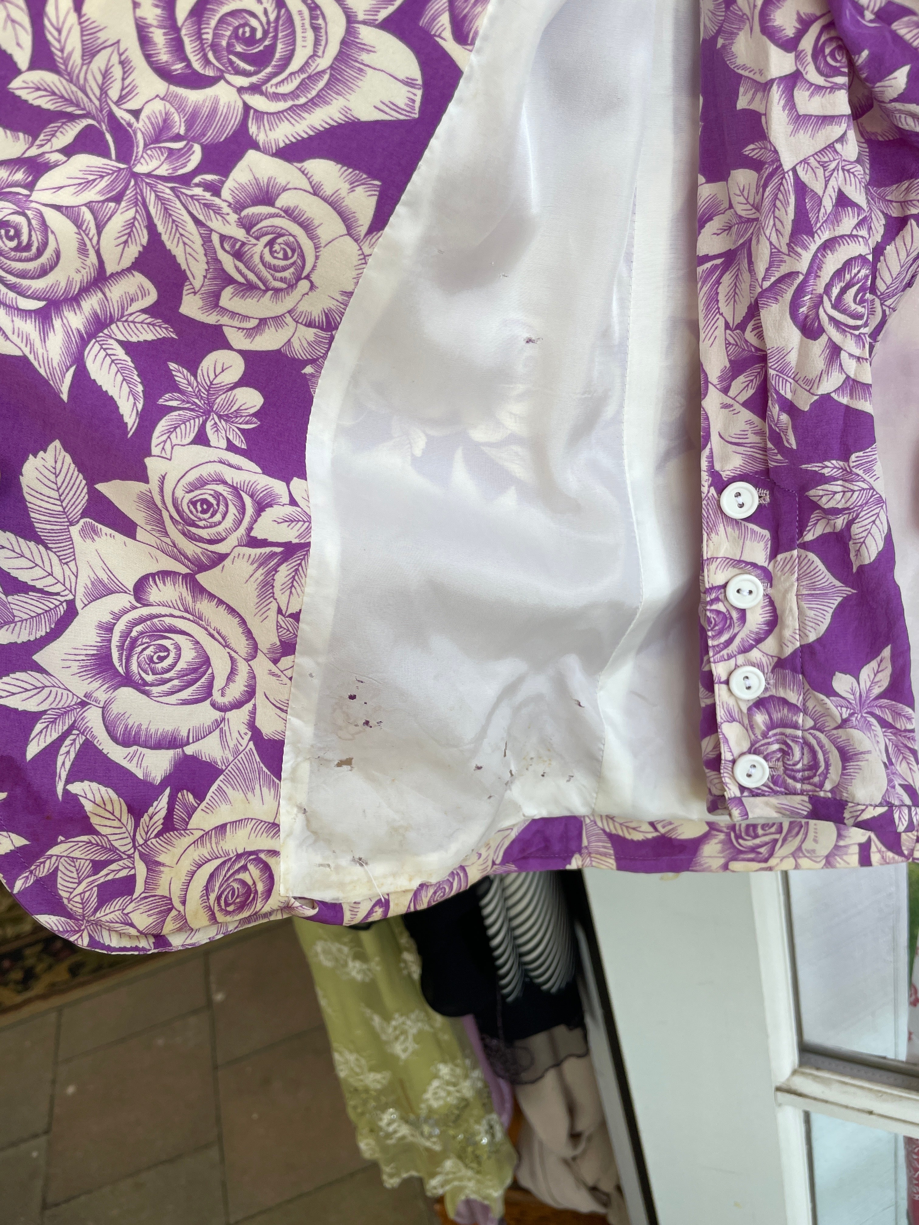 Ungaro Vintage Purple & Cream Floral Two-Piece Set — Jacket & Top