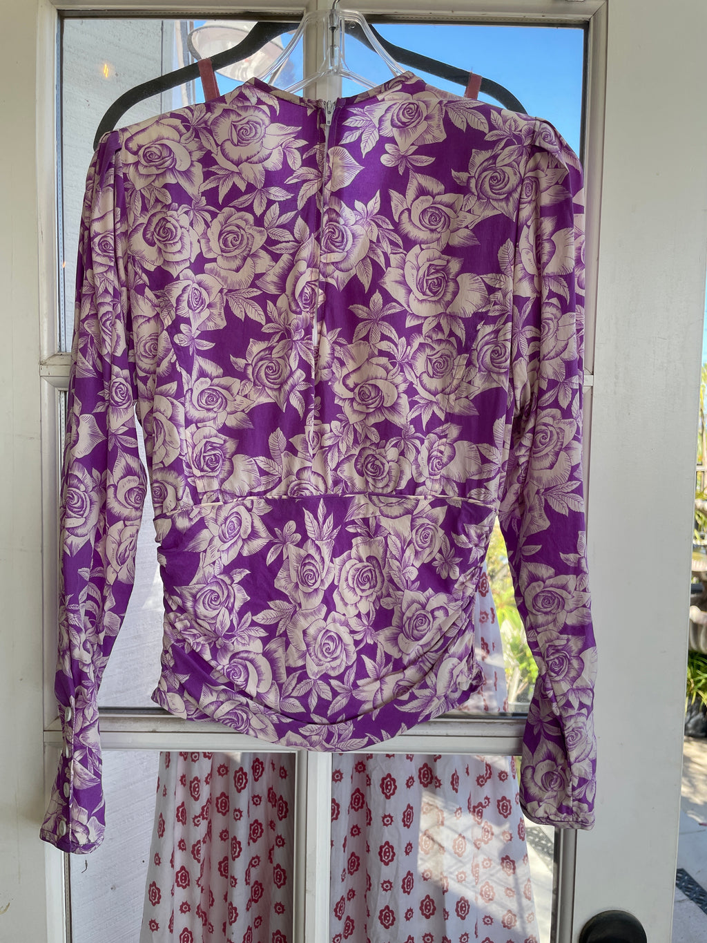 Ungaro Vintage Purple & Cream Floral Two-Piece Set — Jacket & Top