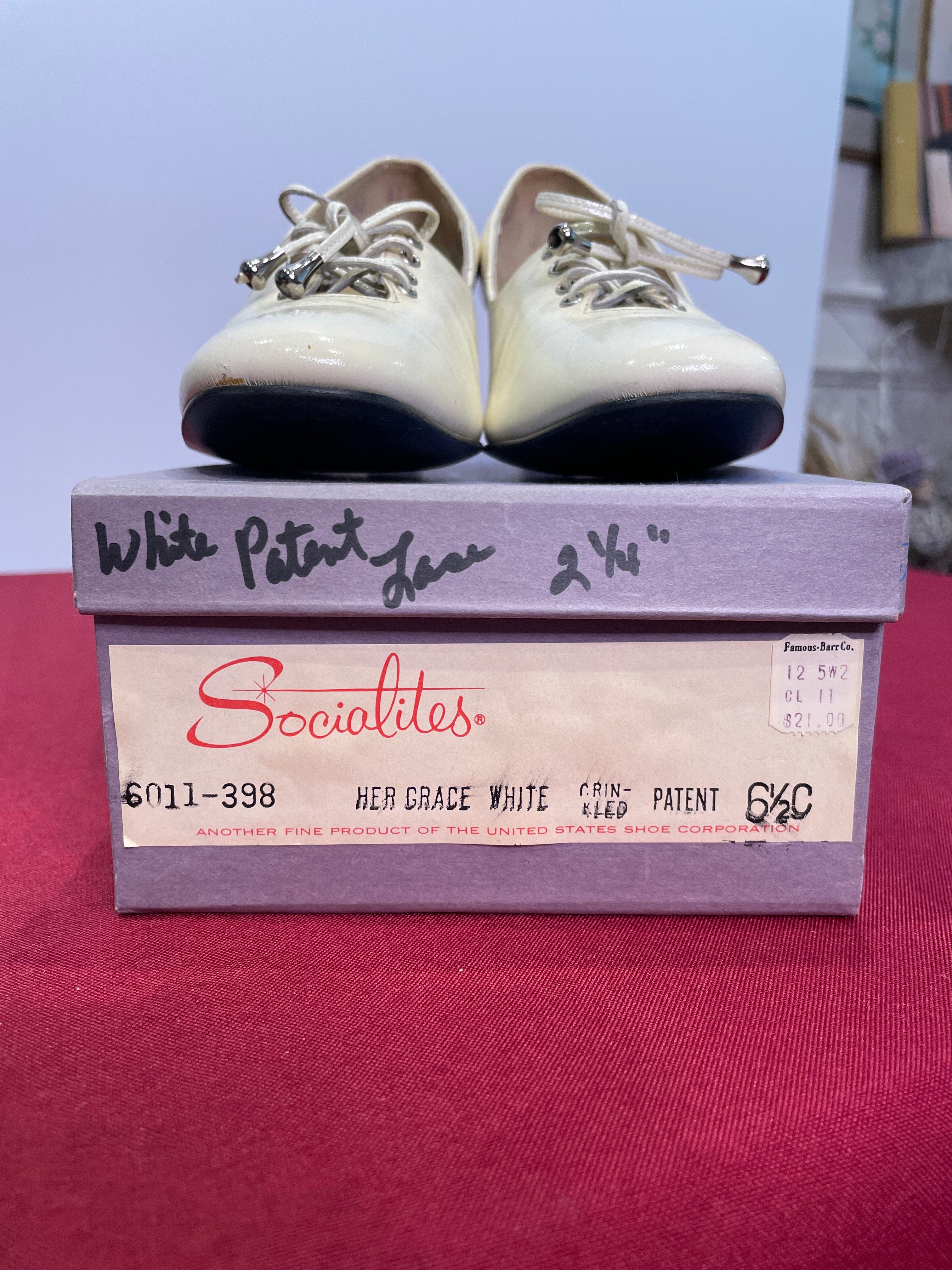 Vintage White Patent Leather Heels | Socialites | Size 6½ | Made in USA