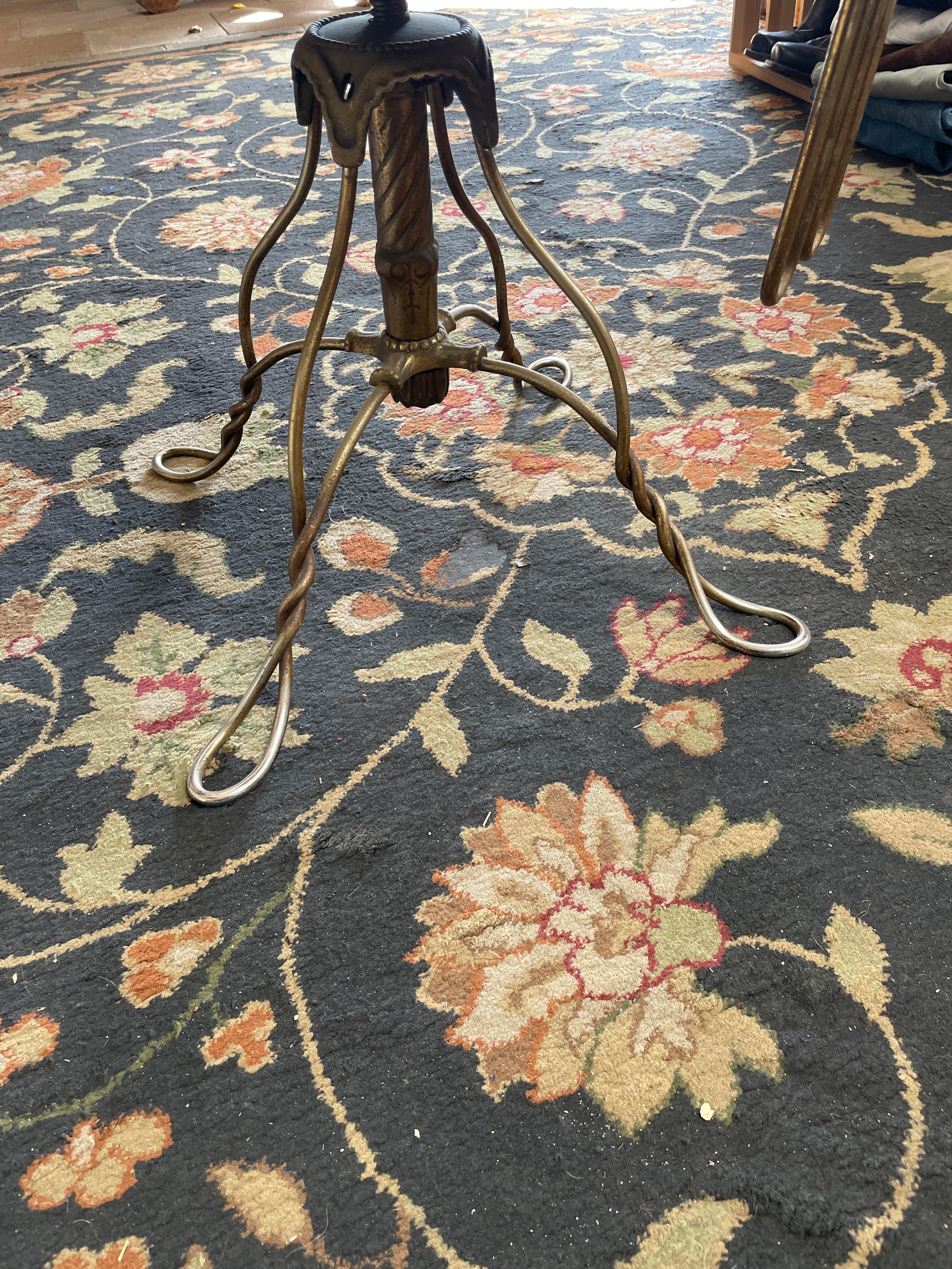 Circa 1890 Exquisite Art Nouveau Oak and Brass Rotating Piano Stool