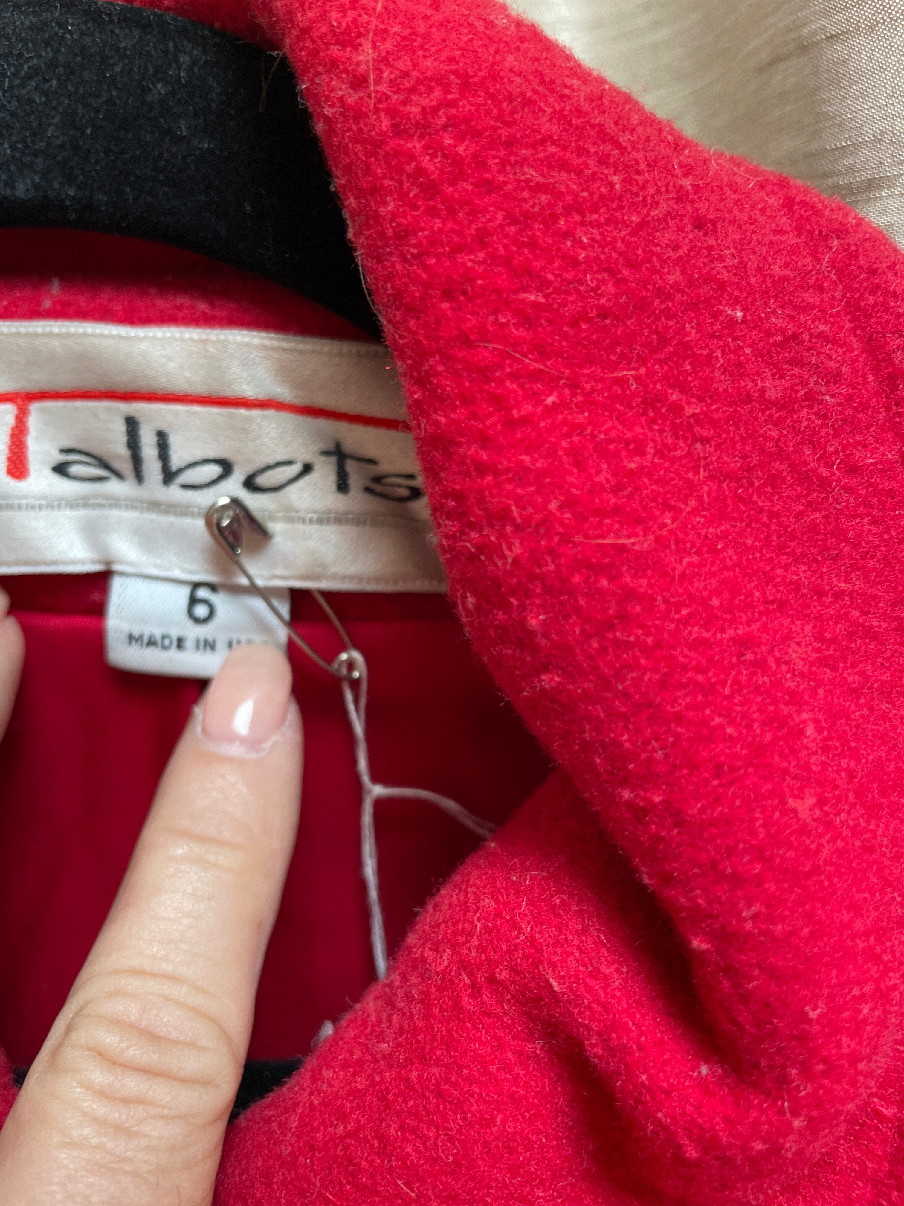 Vintage Talbots Red Toggle Coat - Size 6