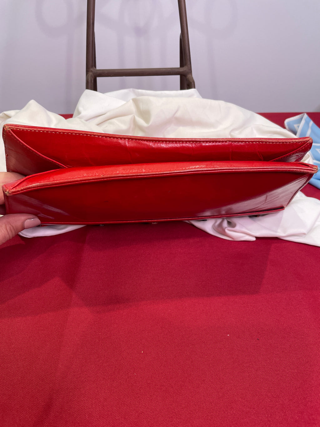 VASILIS for TROTTING Red Clutch with Snakeskin Accents
