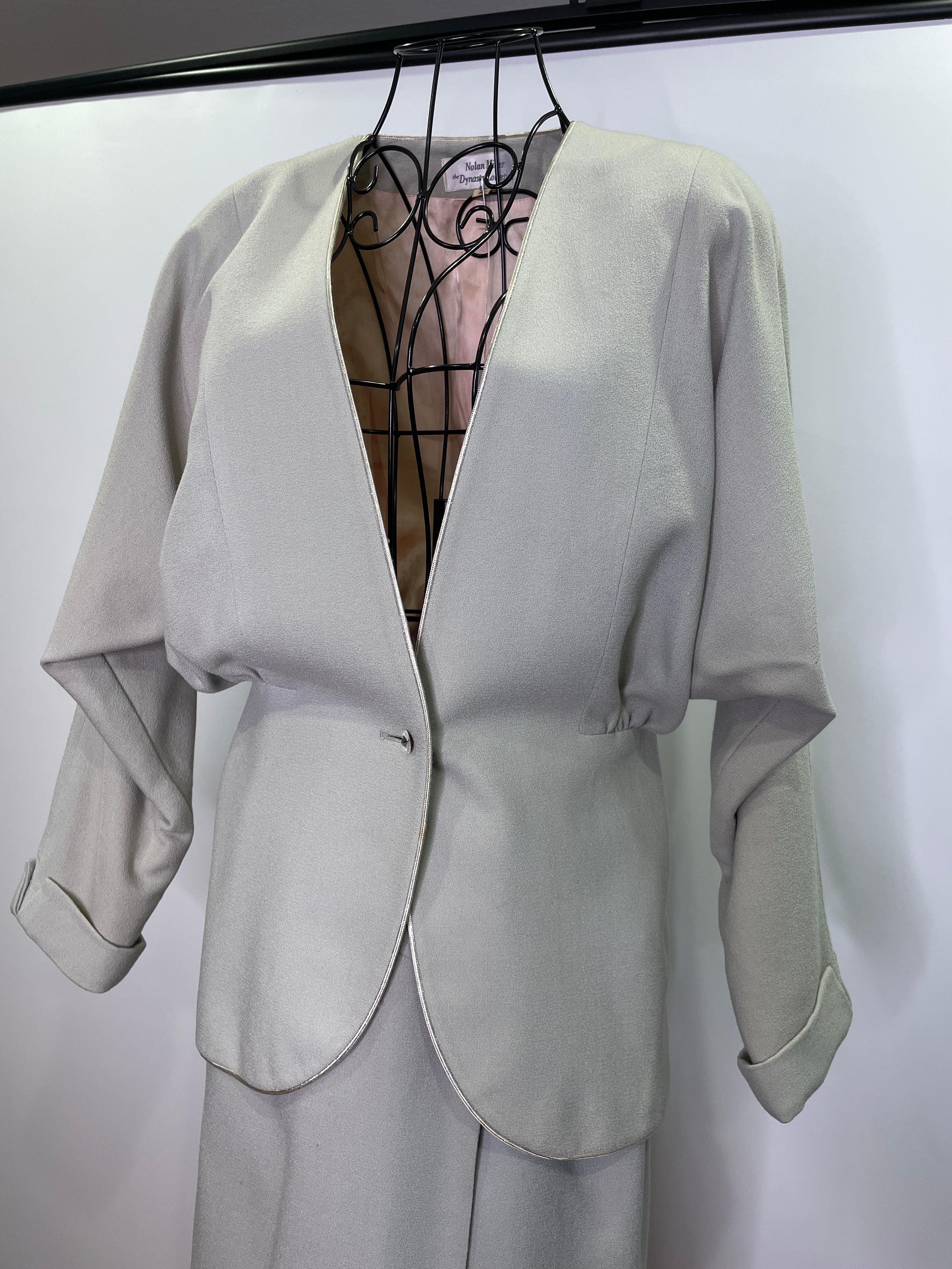 1980s Nora Miller Dynasty Collection Two-Piece Rhinestone Suit
