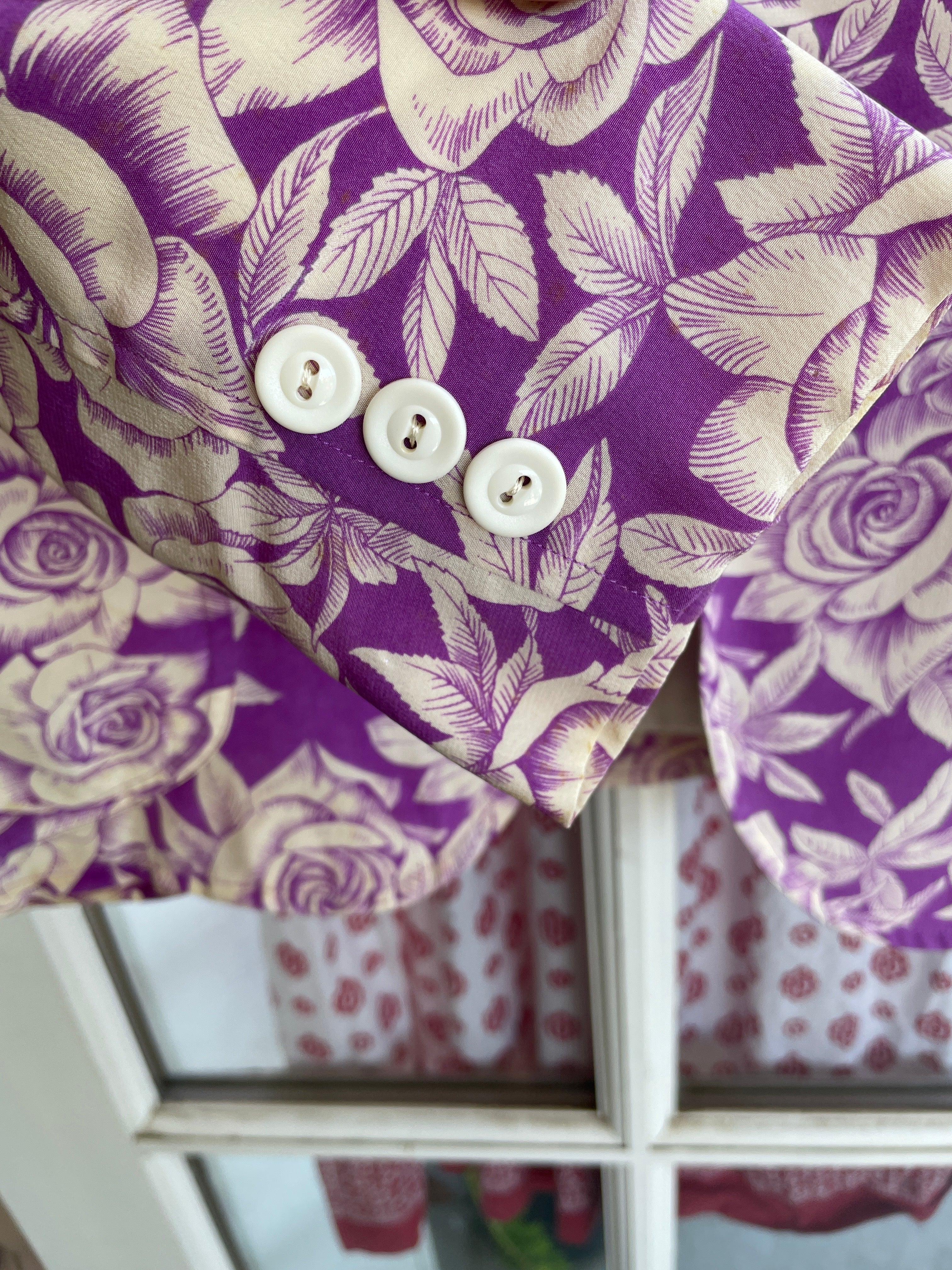 Ungaro Vintage Purple & Cream Floral Two-Piece Set — Jacket & Top