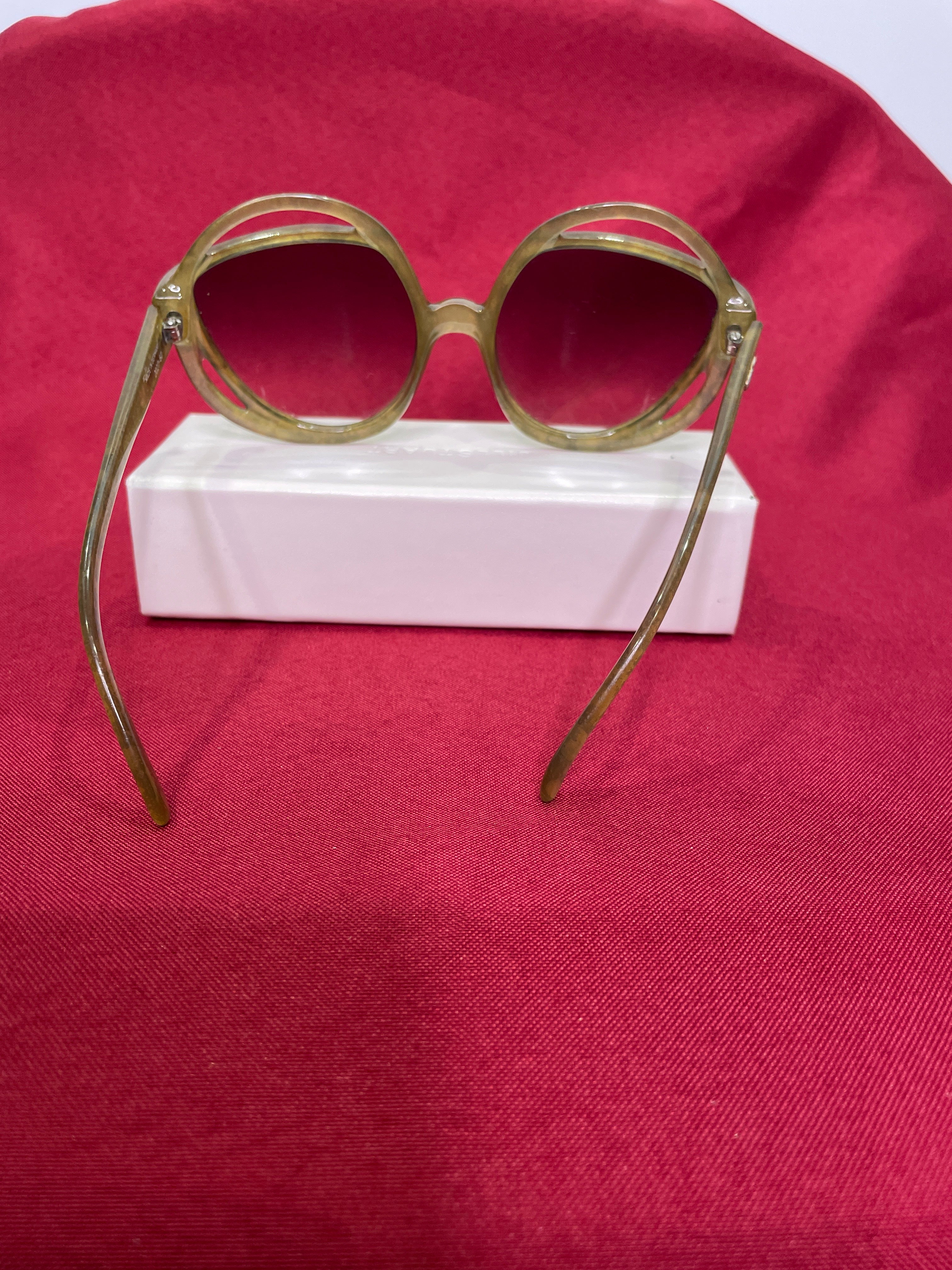 Vintage Christian Dior Oversized Sunglasses Olive Green 2027 60 Jasped Frame with Gradient Lenses