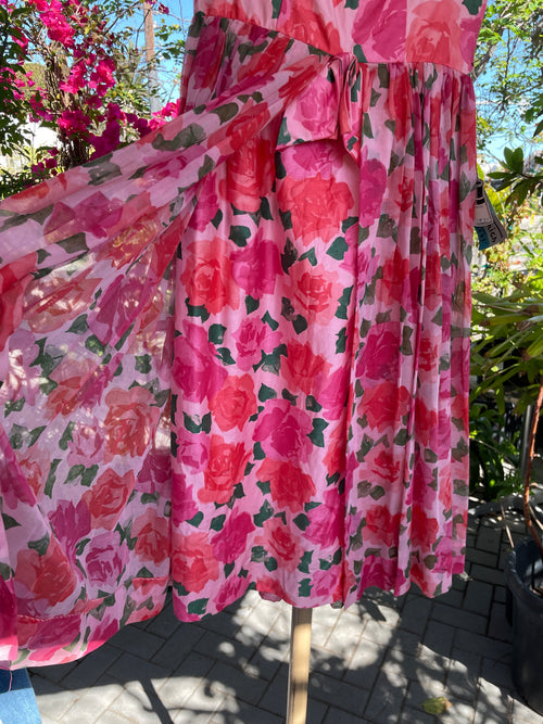 1950s Jerry Gilden Spectator Floral Cocktail Dress — Vintage Size 12 — NWT — Unworn
