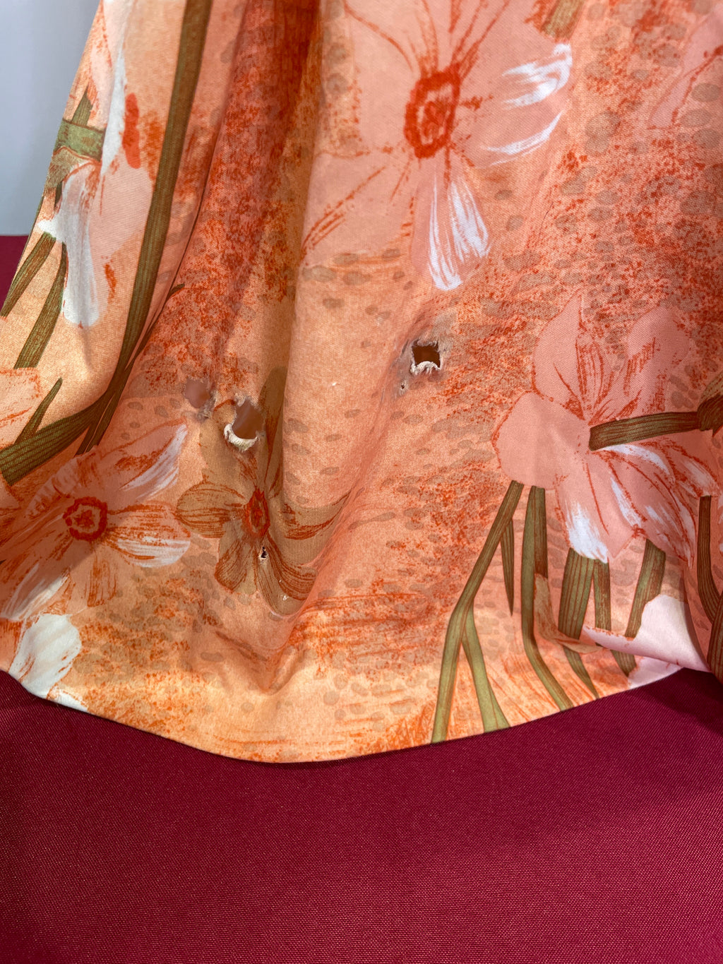 Handmade Floral Bathrobe – Vintage 70s Orange Long Robe