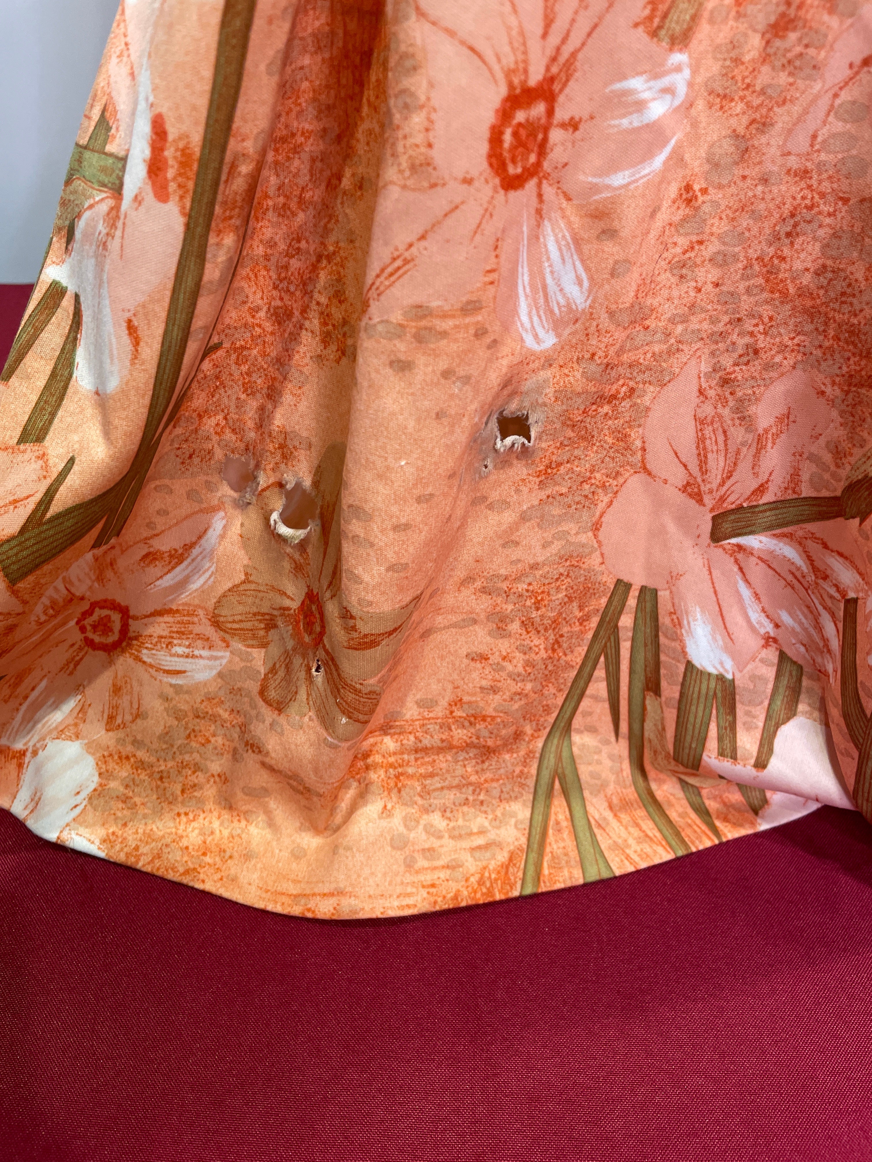 Handmade Floral Bathrobe – Vintage 70s Orange Long Robe