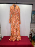 Handmade Floral Bathrobe – Vintage 70s Orange Long Robe