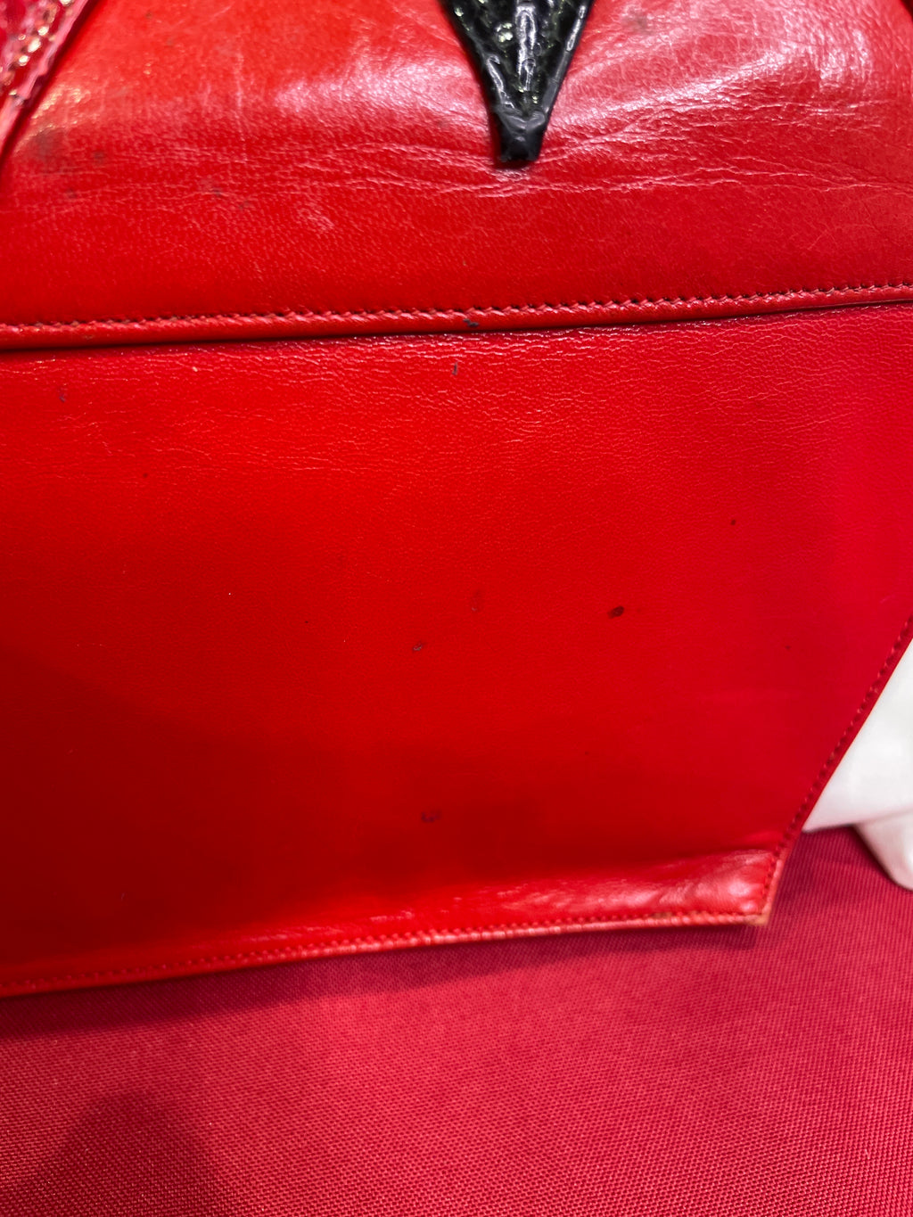 VASILIS for TROTTING Red Clutch with Snakeskin Accents