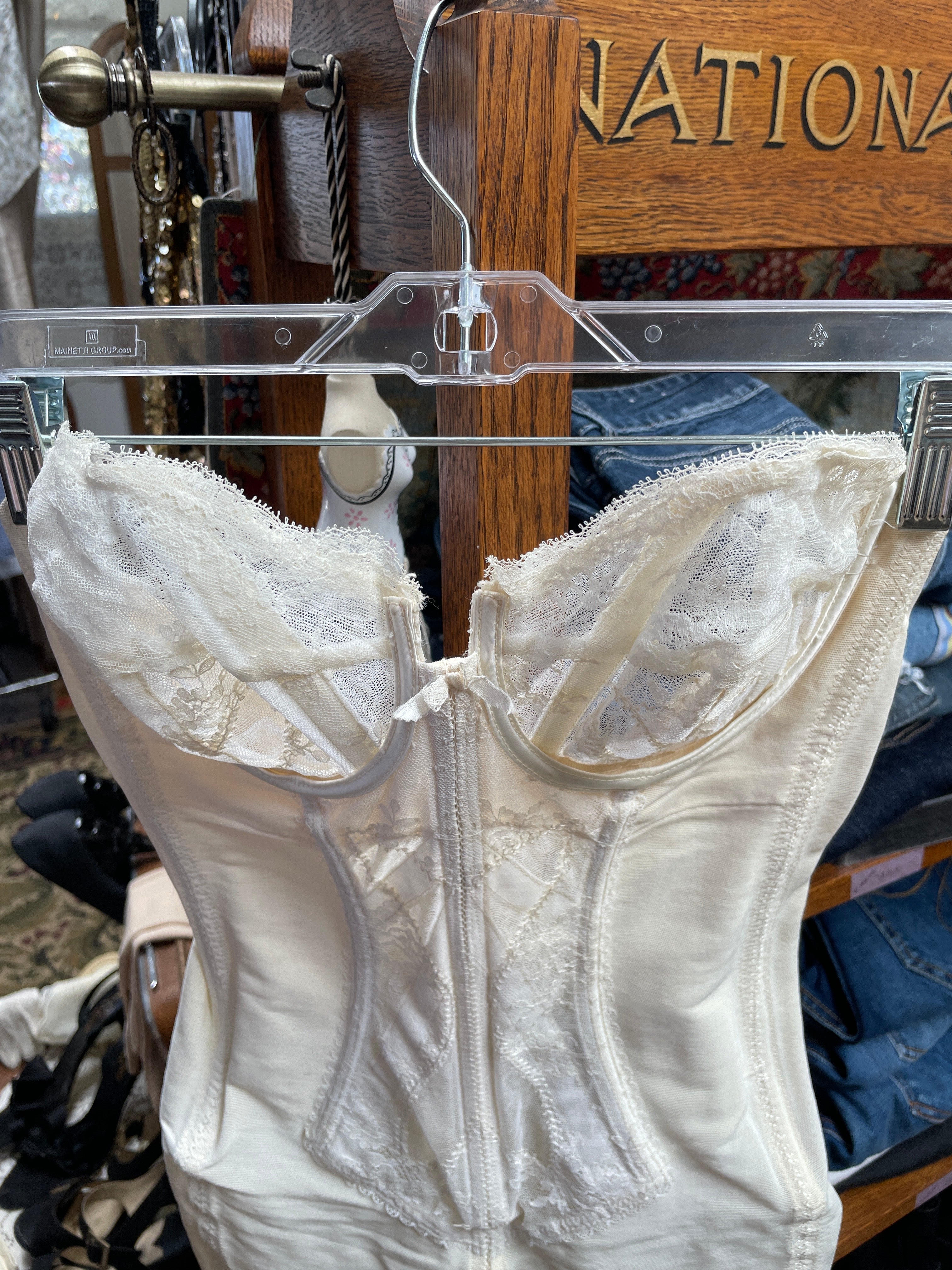 Vintage Corde de Parie Union Made Bustier Corset | 34C | French Lace | Garter Hooks | Rare