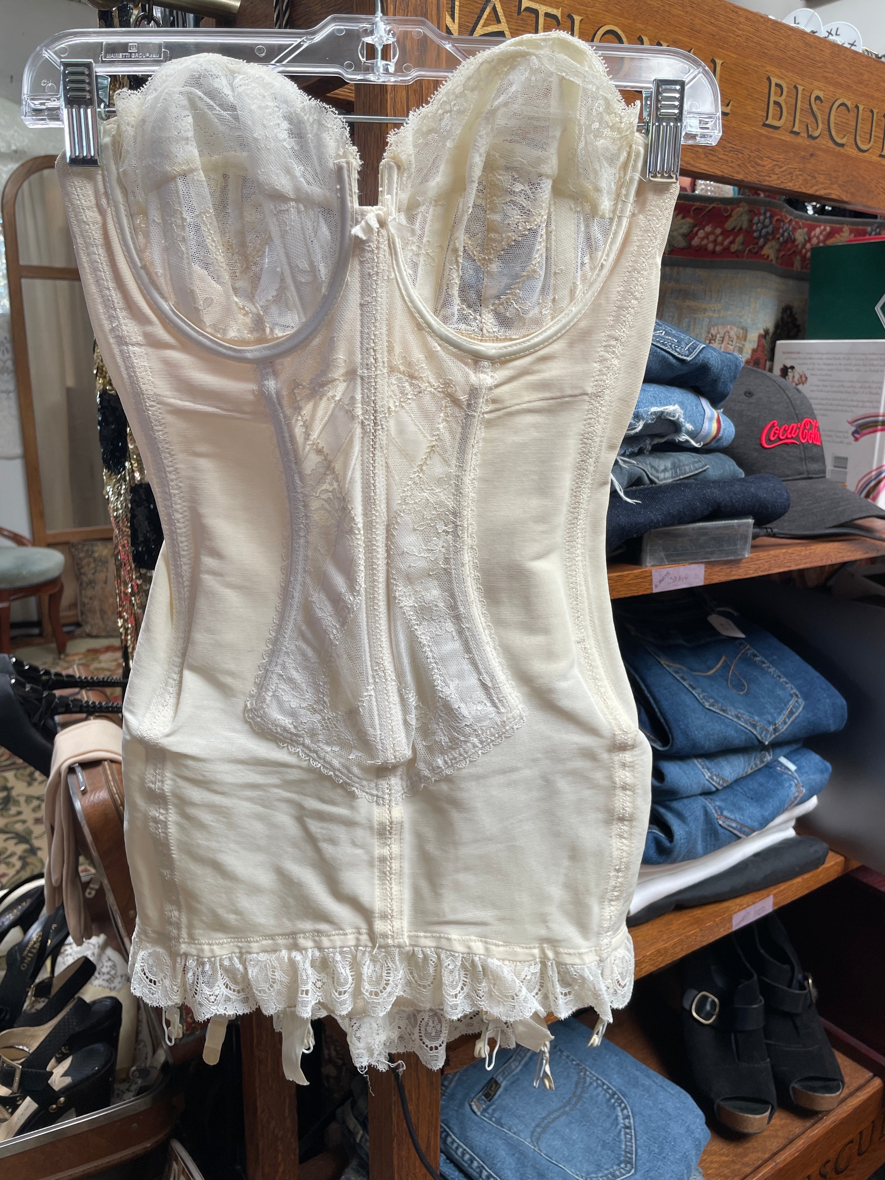 Vintage Corde de Parie Union Made Bustier Corset | 34C | French Lace | Garter Hooks | Rare