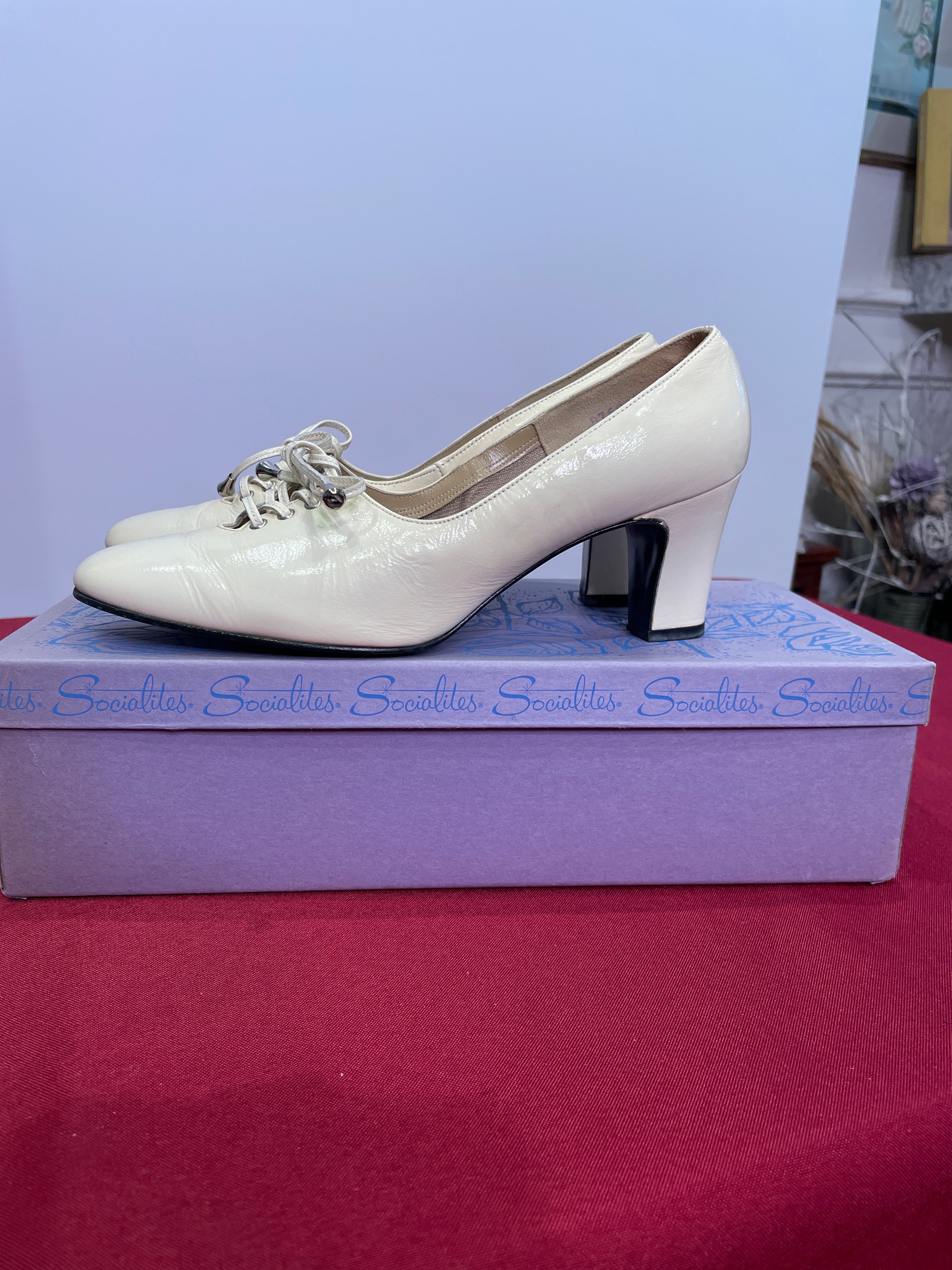 Vintage White Patent Leather Heels | Socialites | Size 6½ | Made in USA