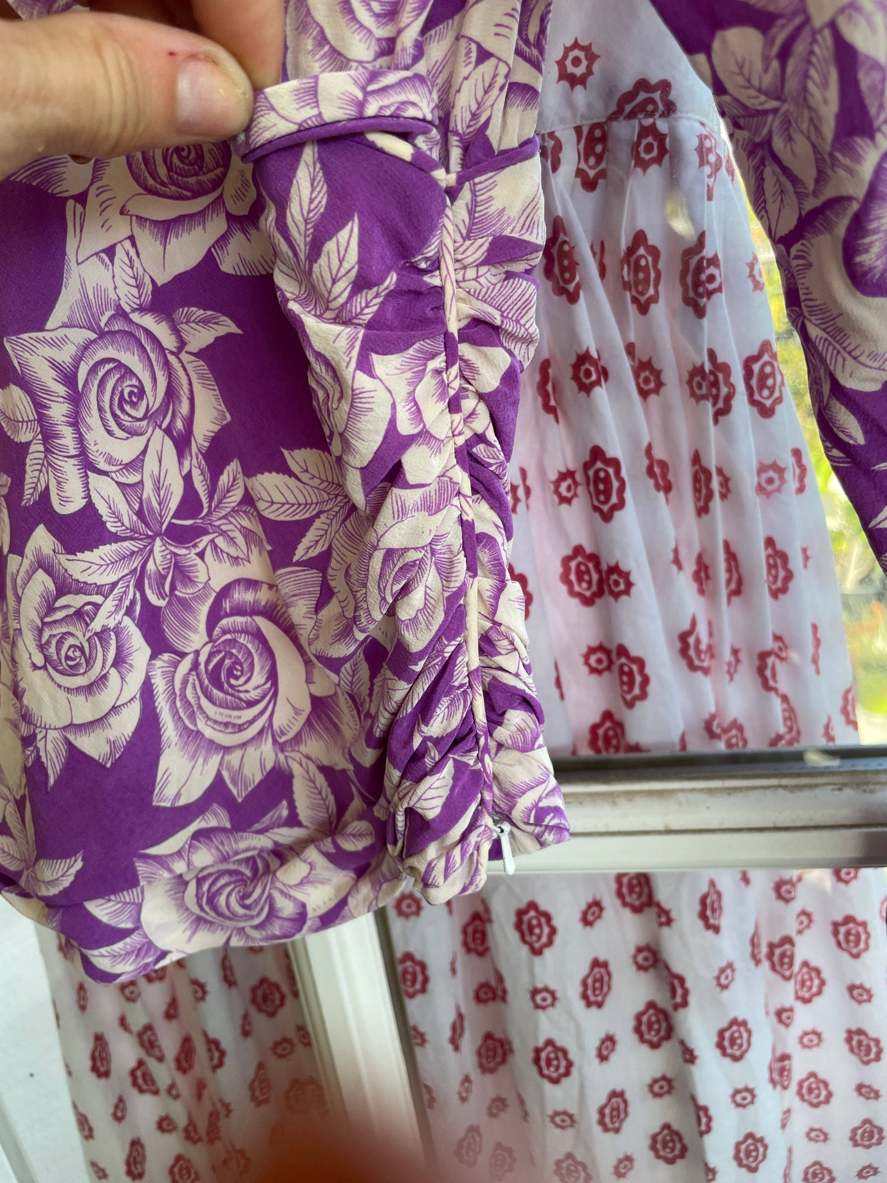 Ungaro Vintage Purple & Cream Floral Two-Piece Set — Jacket & Top