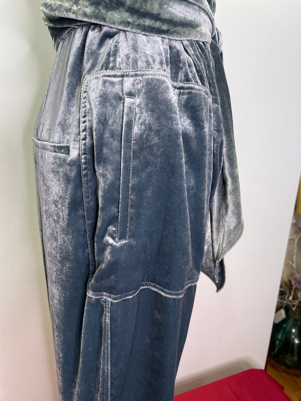 Brunello Cucinelli Silver Blue Mock Neck jumpsuit Size Small