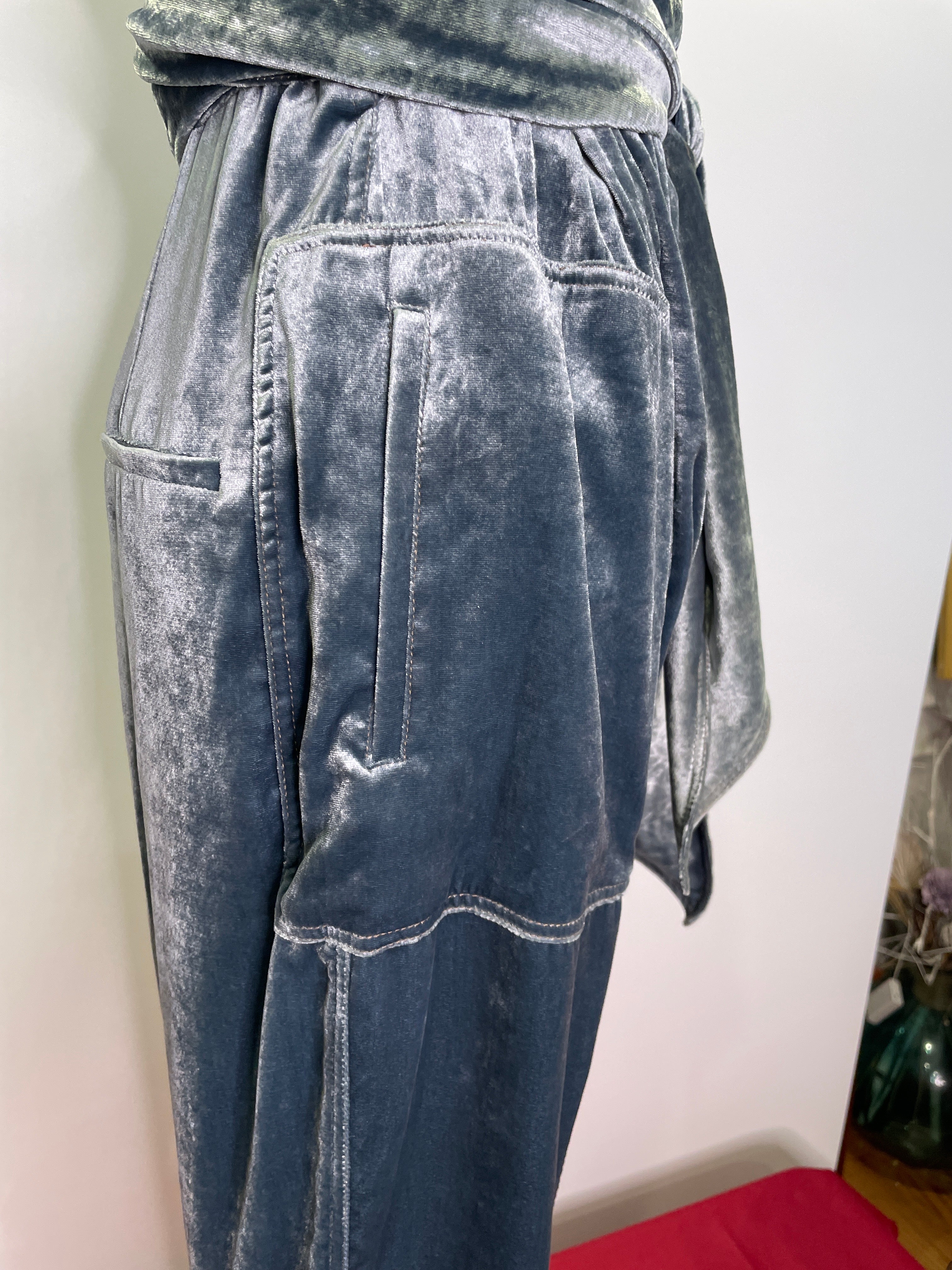 Brunello Cucinelli Silver Blue Mock Neck jumpsuit Size Small