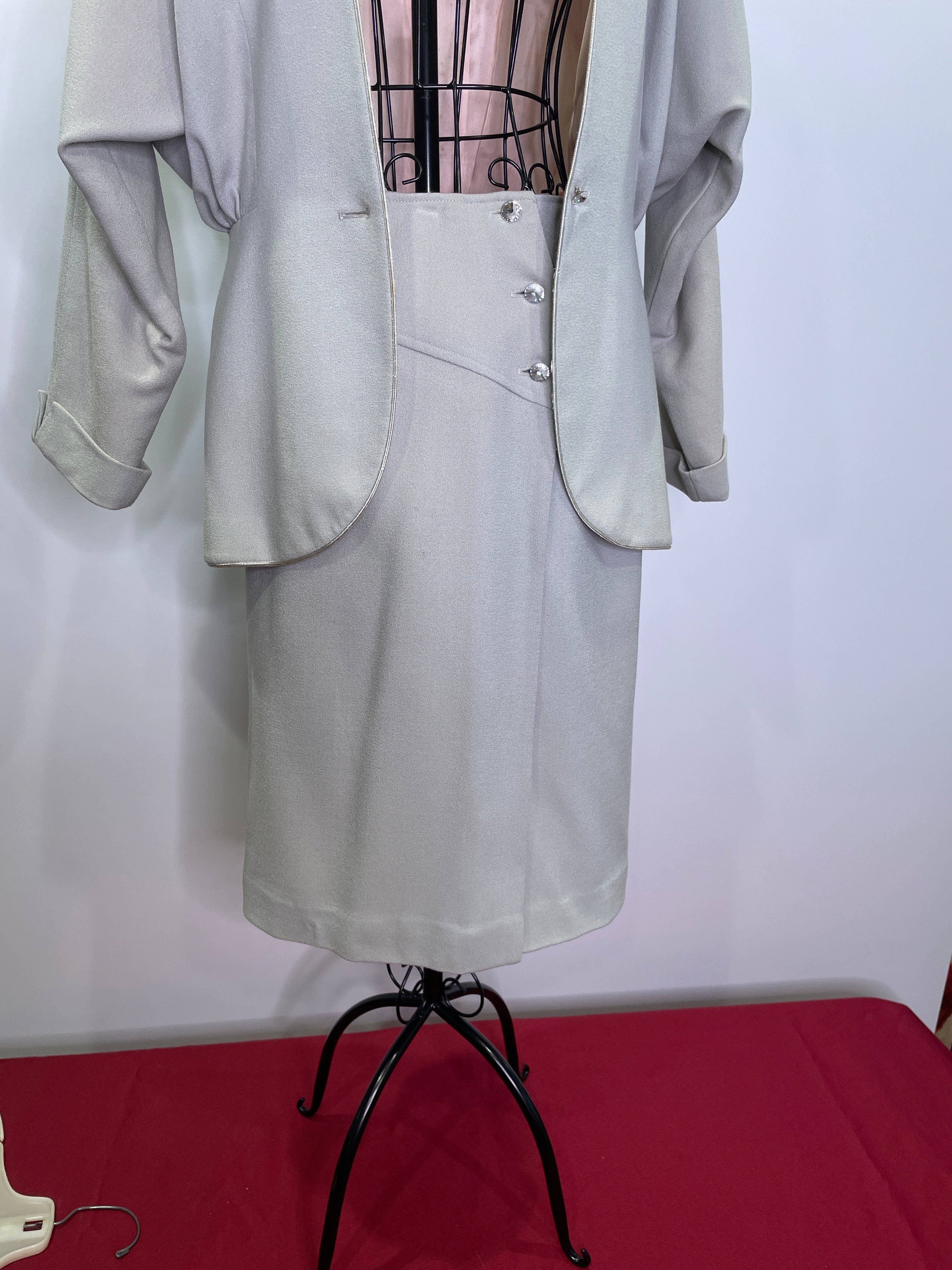 1980s Nora Miller Dynasty Collection Two-Piece Rhinestone Suit