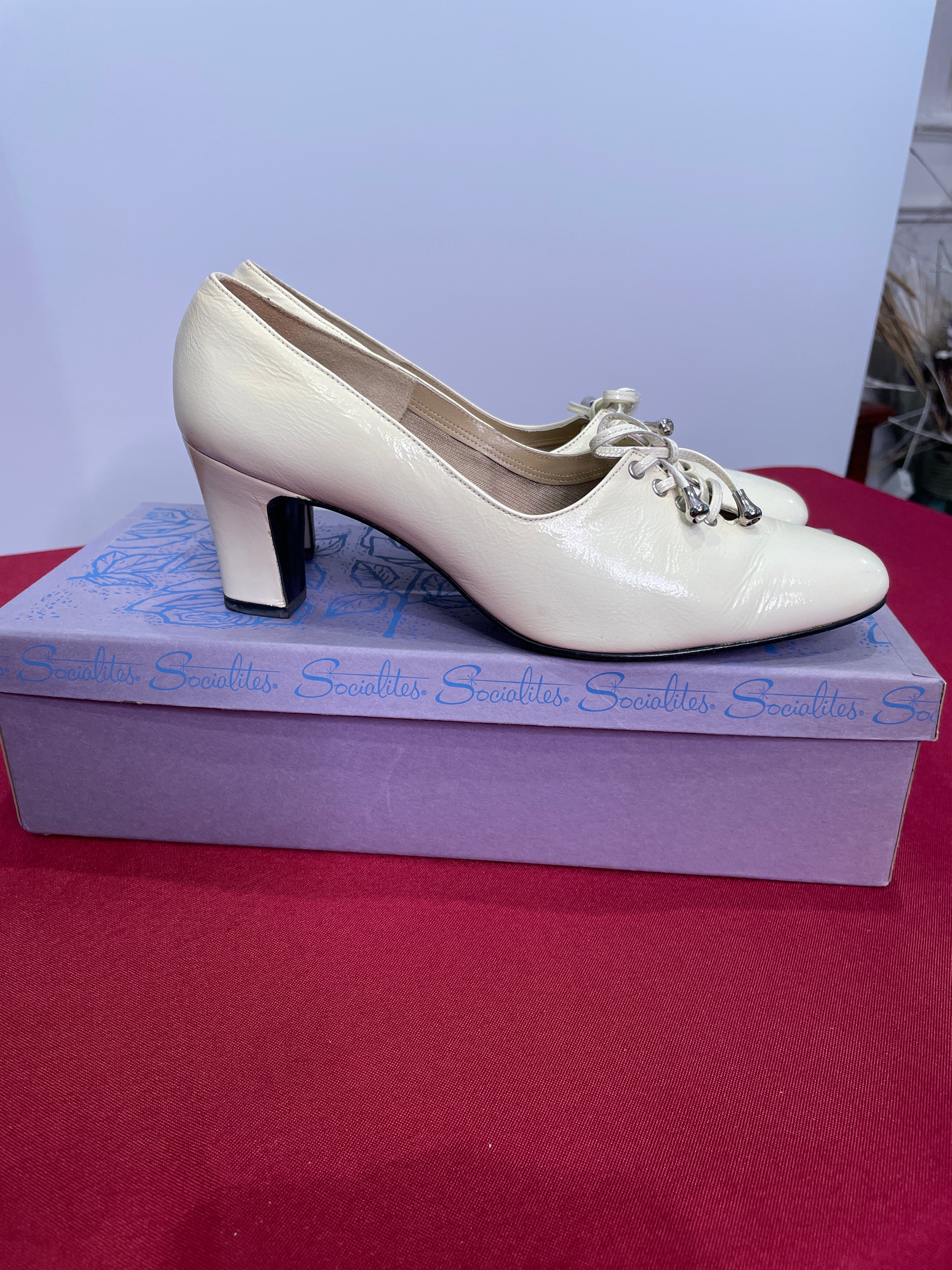 Vintage White Patent Leather Heels | Socialites | Size 6½ | Made in USA