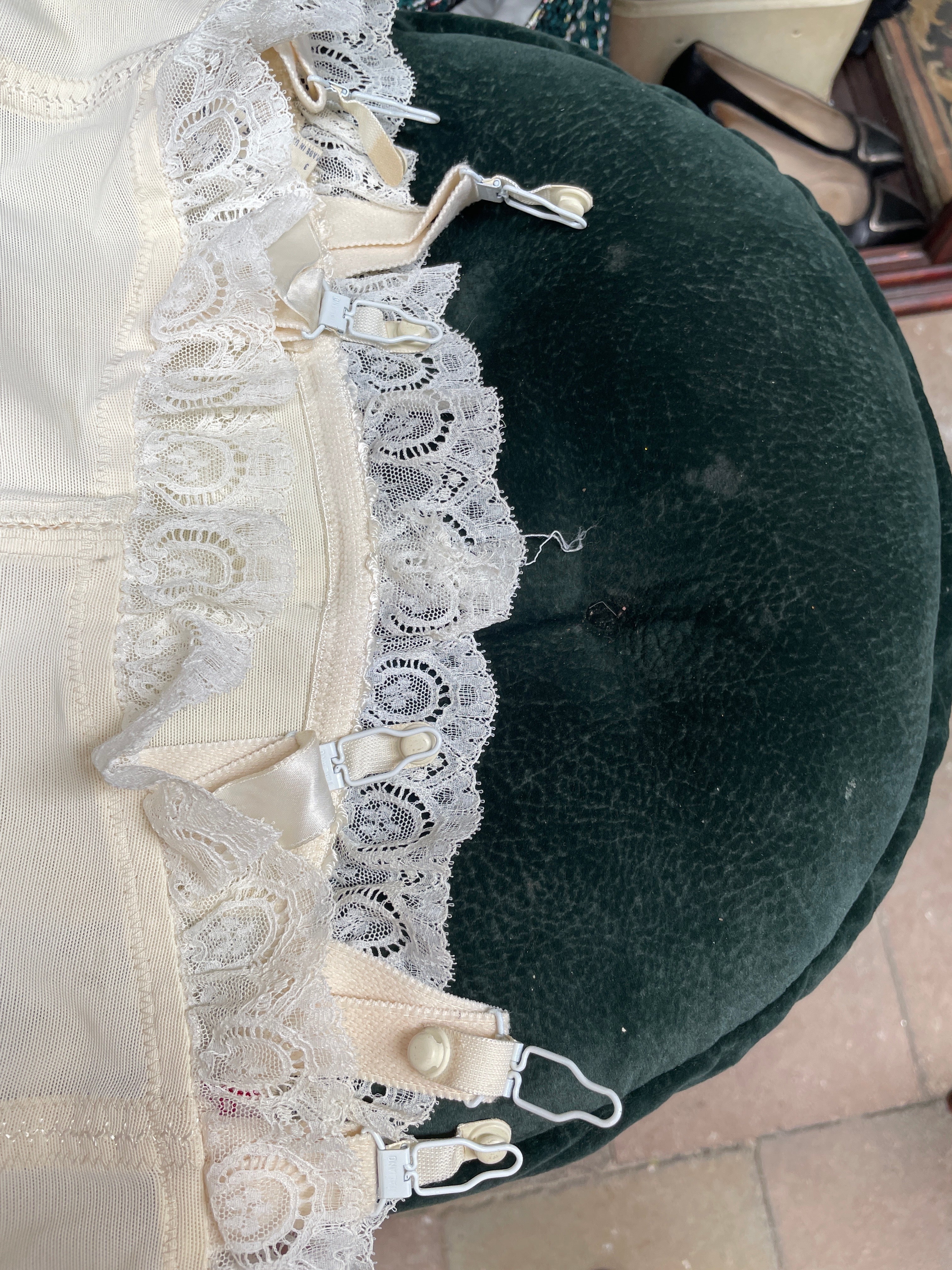 Vintage Corde de Parie Union Made Bustier Corset | 34C | French Lace | Garter Hooks | Rare