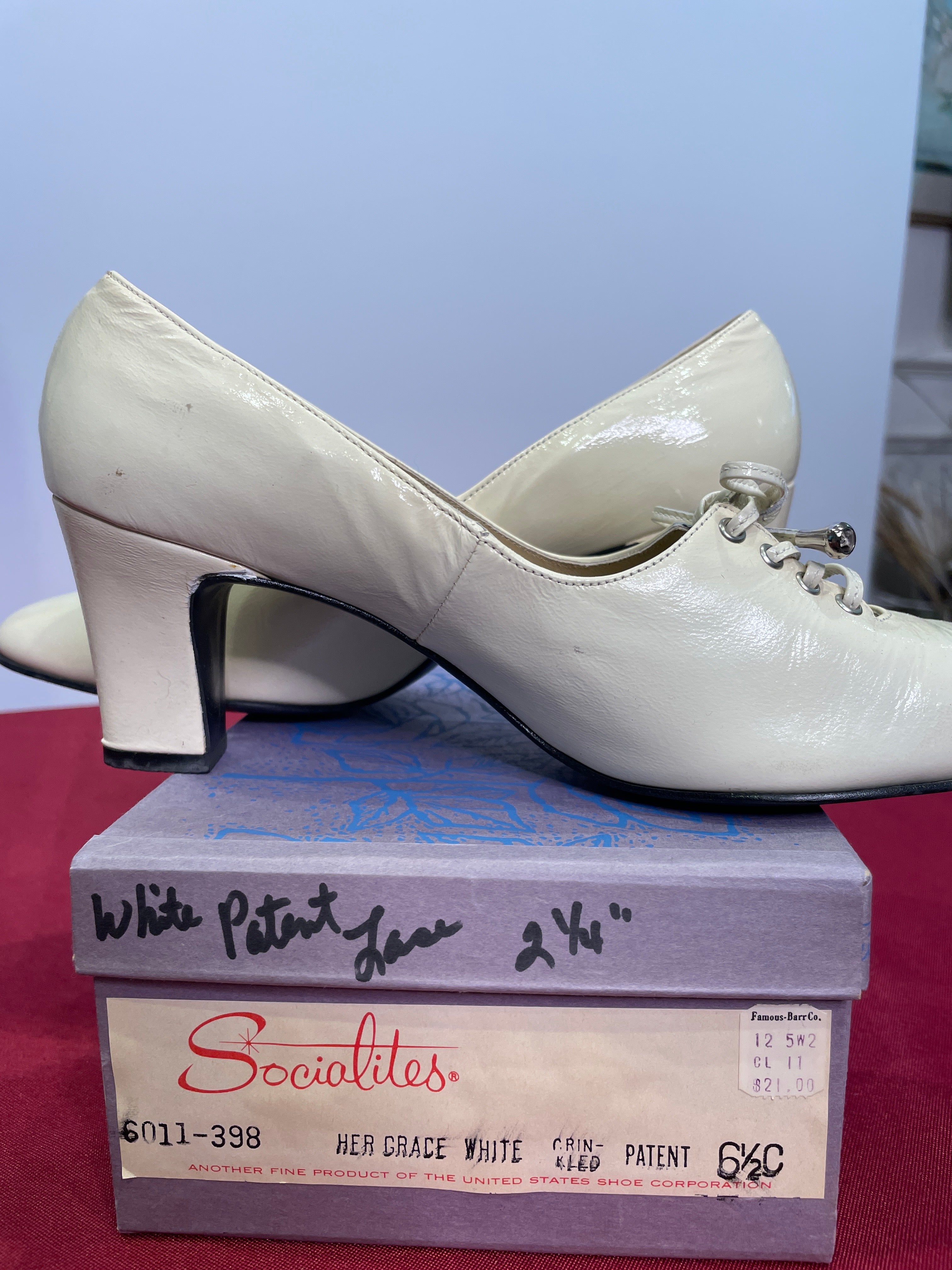 Vintage White Patent Leather Heels | Socialites | Size 6½ | Made in USA