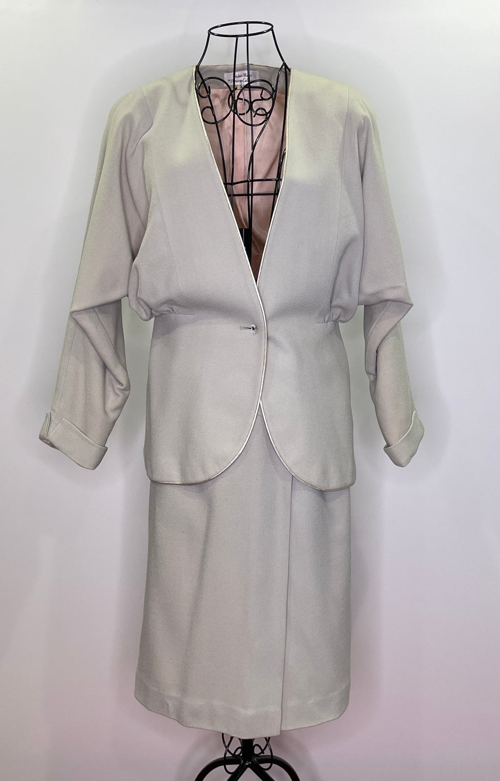 1980s Nora Miller Dynasty Collection Two-Piece Rhinestone Suit