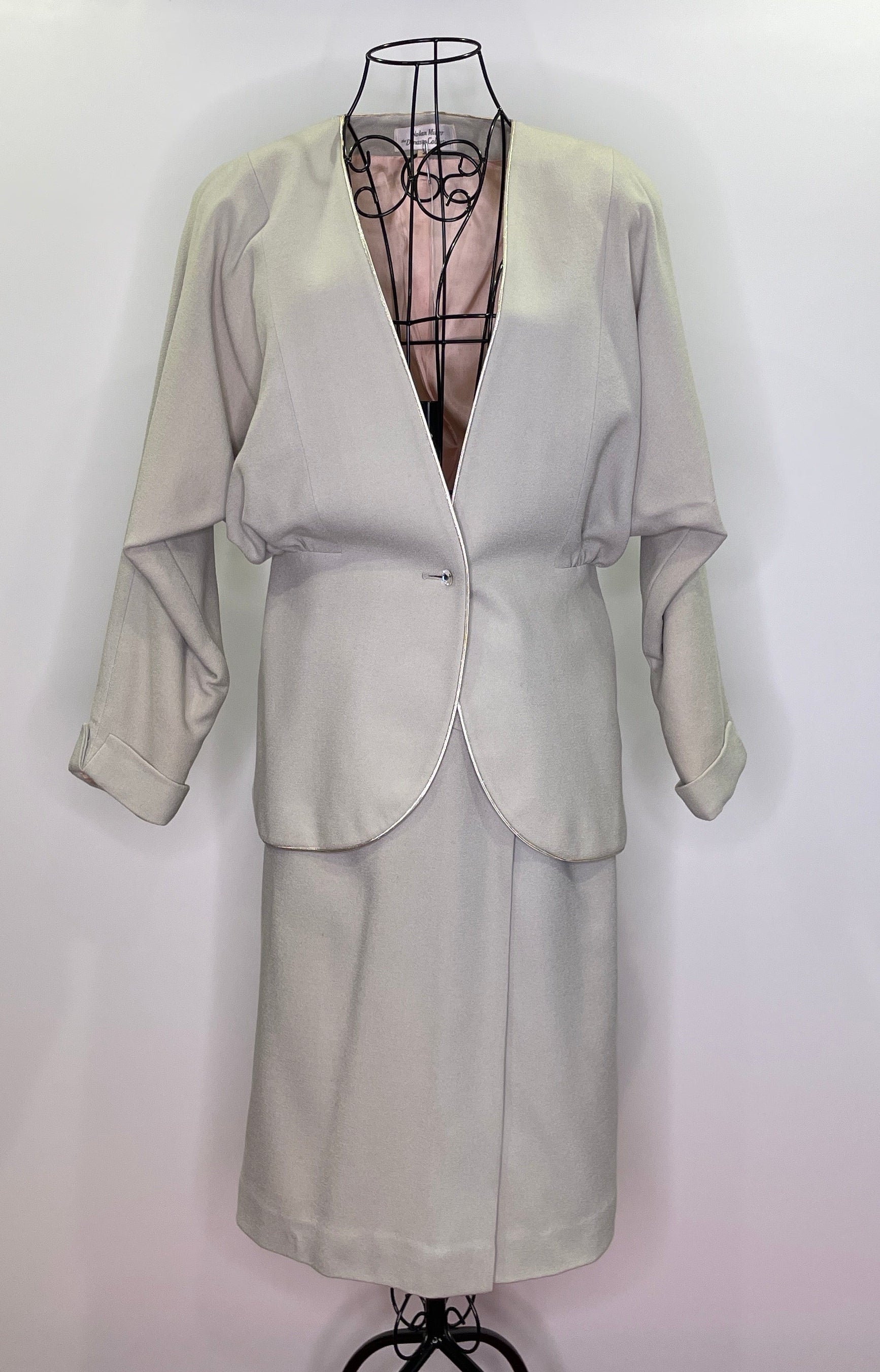 1980s Nora Miller Dynasty Collection Two-Piece Rhinestone Suit