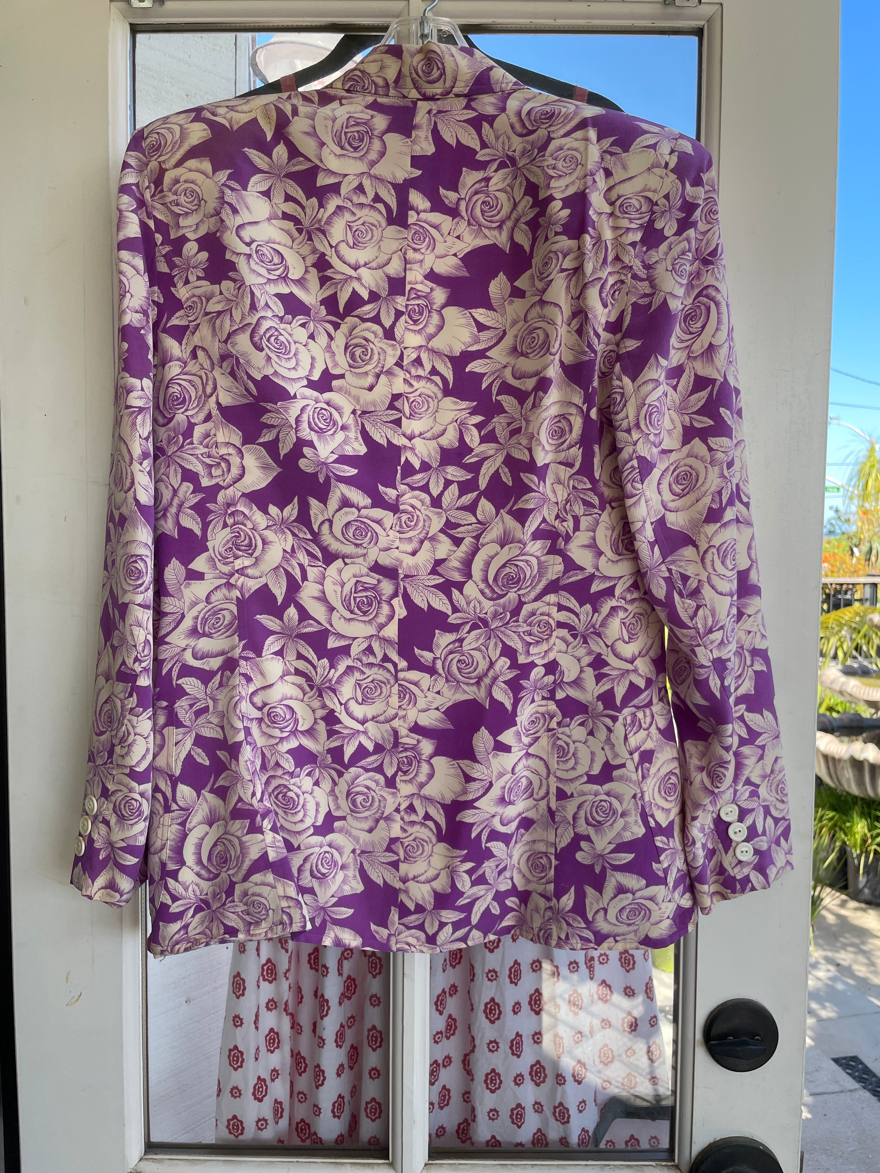 Ungaro Vintage Purple & Cream Floral Two-Piece Set — Jacket & Top