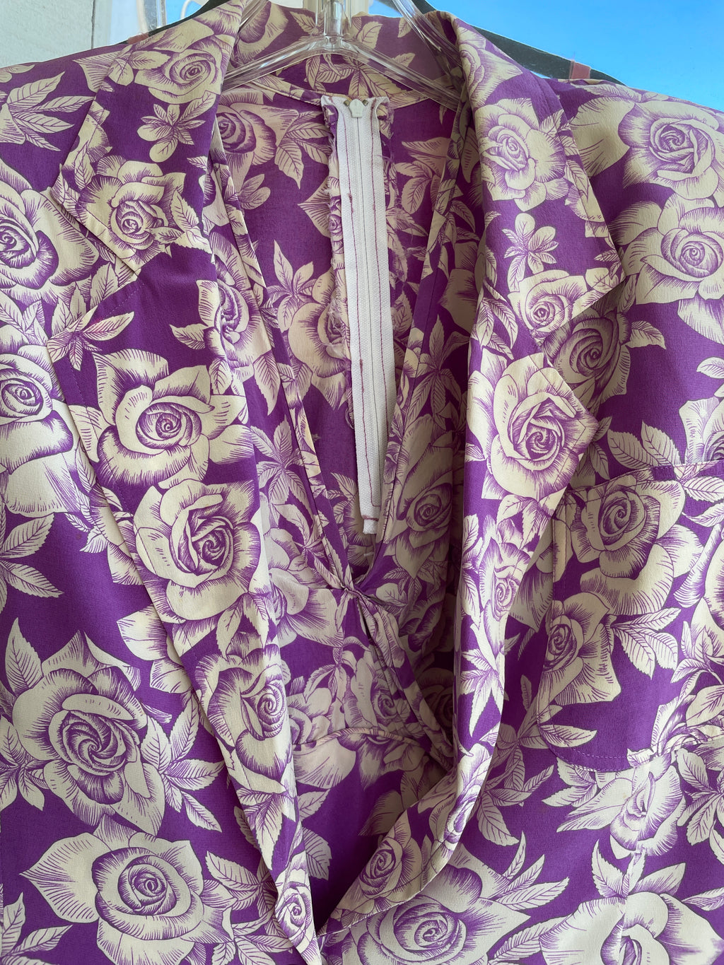 Ungaro Vintage Purple & Cream Floral Two-Piece Set — Jacket & Top