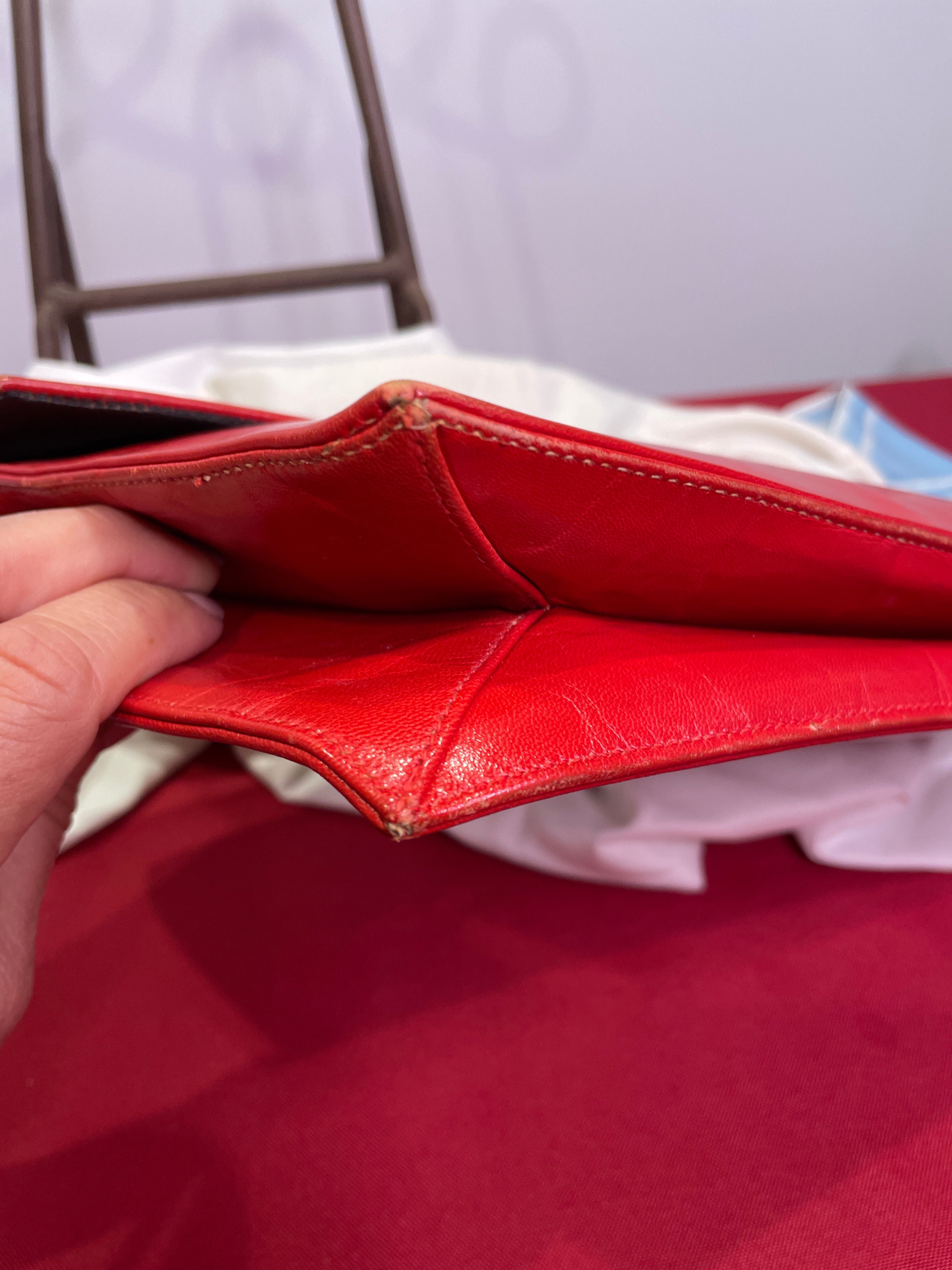 VASILIS for TROTTING Red Clutch with Snakeskin Accents