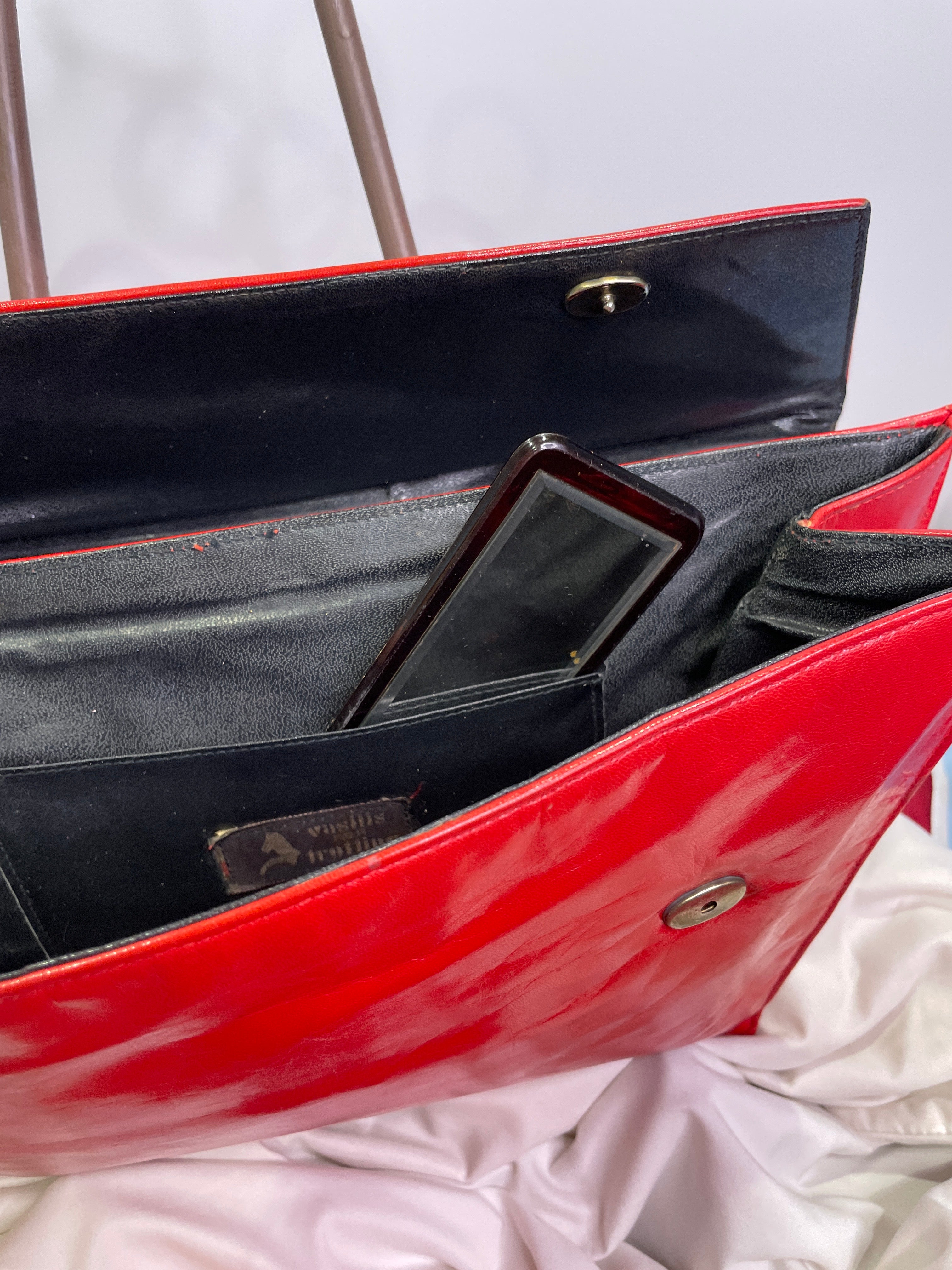 VASILIS for TROTTING Red Clutch with Snakeskin Accents