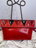 VASILIS for TROTTING Red Clutch with Snakeskin Accents