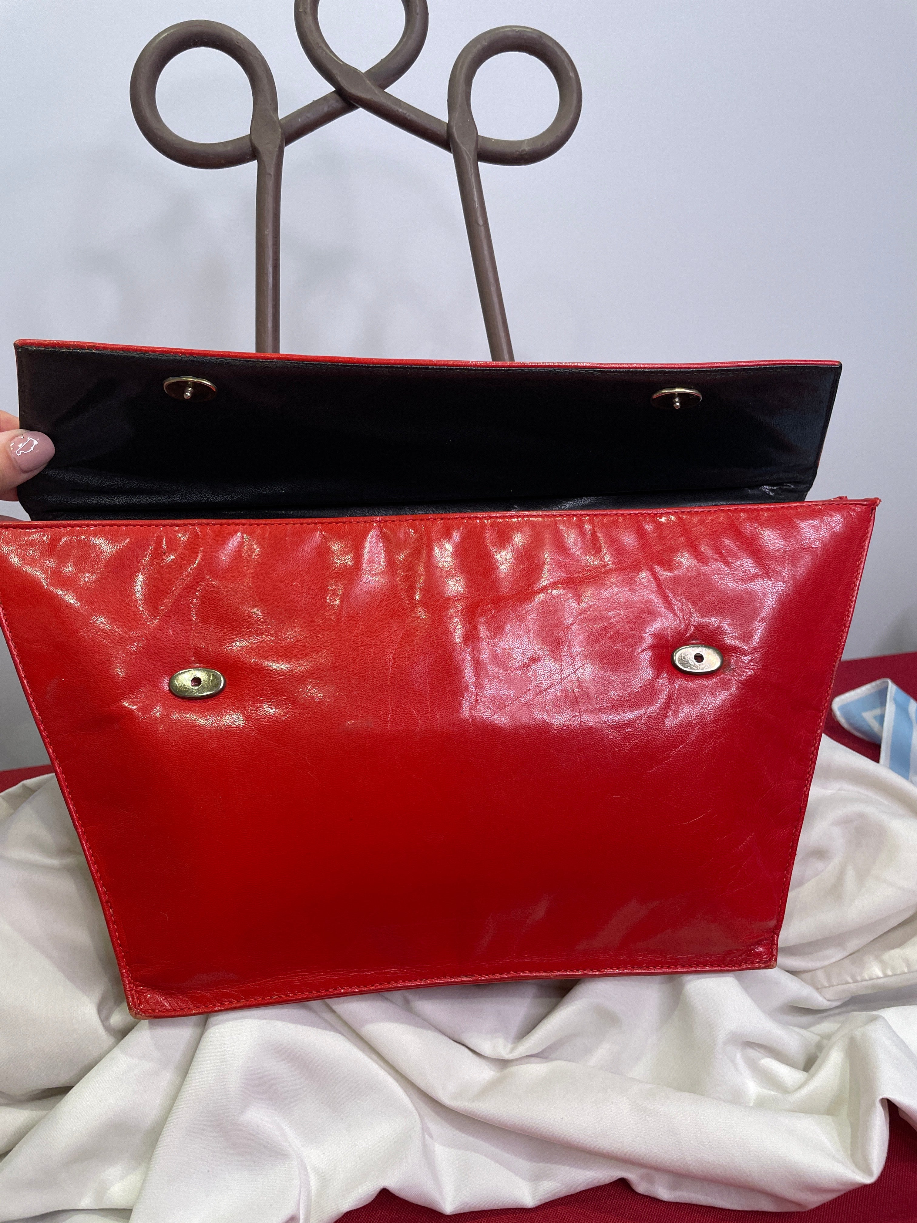 VASILIS for TROTTING Red Clutch with Snakeskin Accents