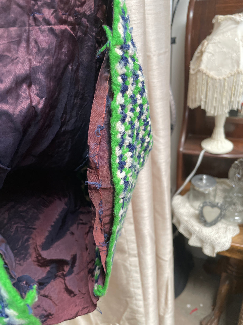 Handmade 1960s Sweater Dress - Blue Green Sleeveless lined Great Condition
