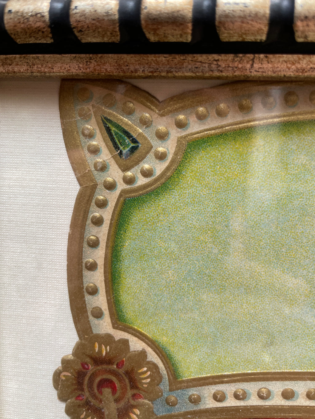 Circa 1900 Original Cognac Cigar Antique Advertising die cut sign depicting a Victorian Girl with Dog. Excellent condition in an ornate frame!
