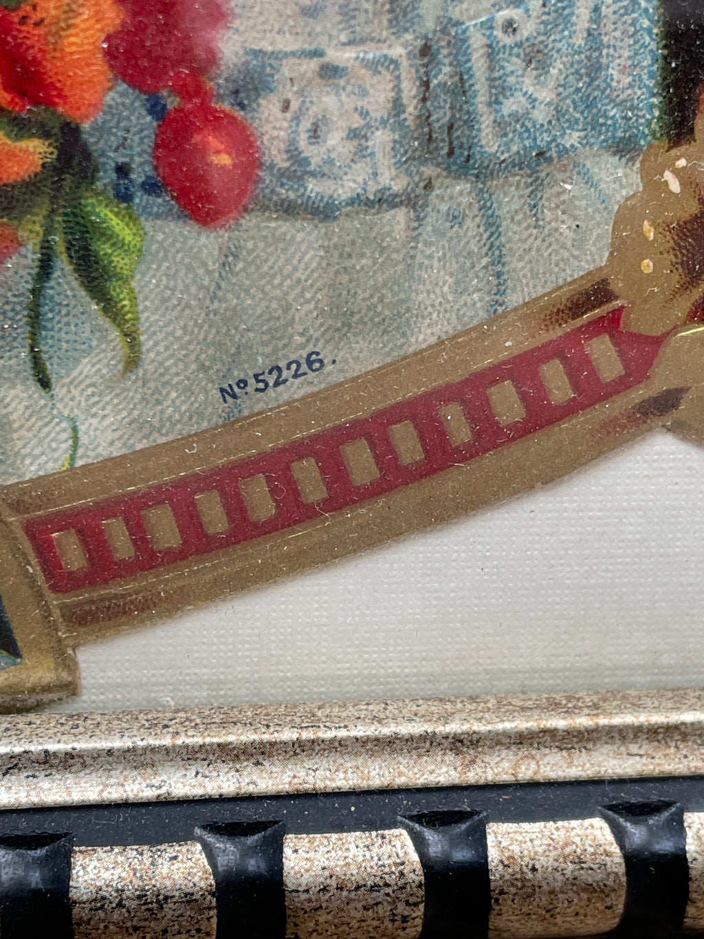 Circa 1900 Original Cognac Cigar Antique Advertising die cut sign depicting a Victorian Girl with Dog. Excellent condition in an ornate frame!