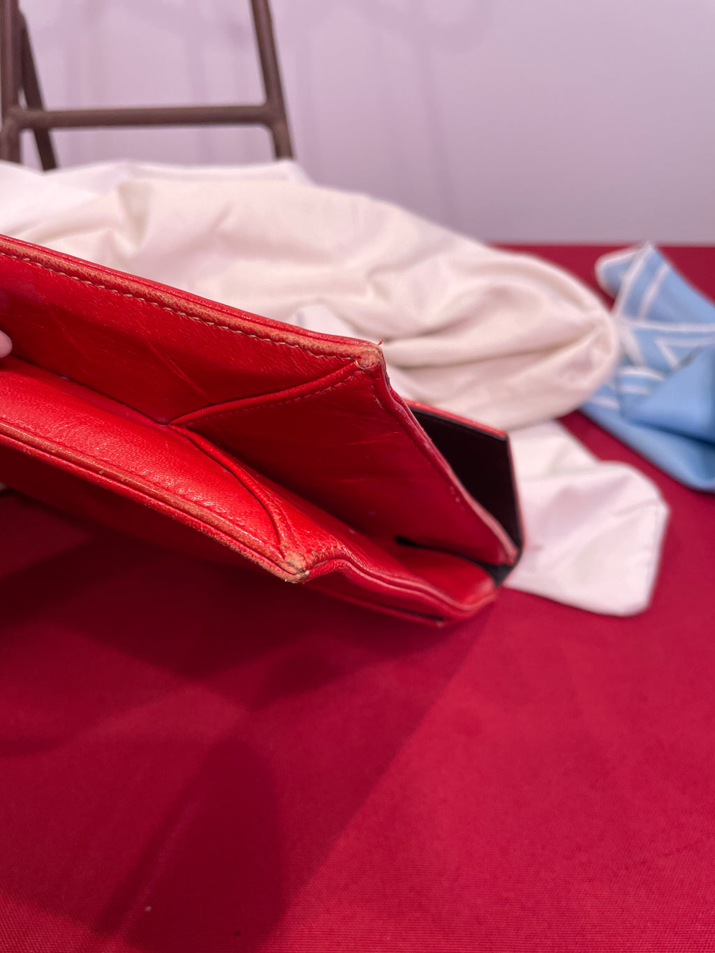 VASILIS for TROTTING Red Clutch with Snakeskin Accents