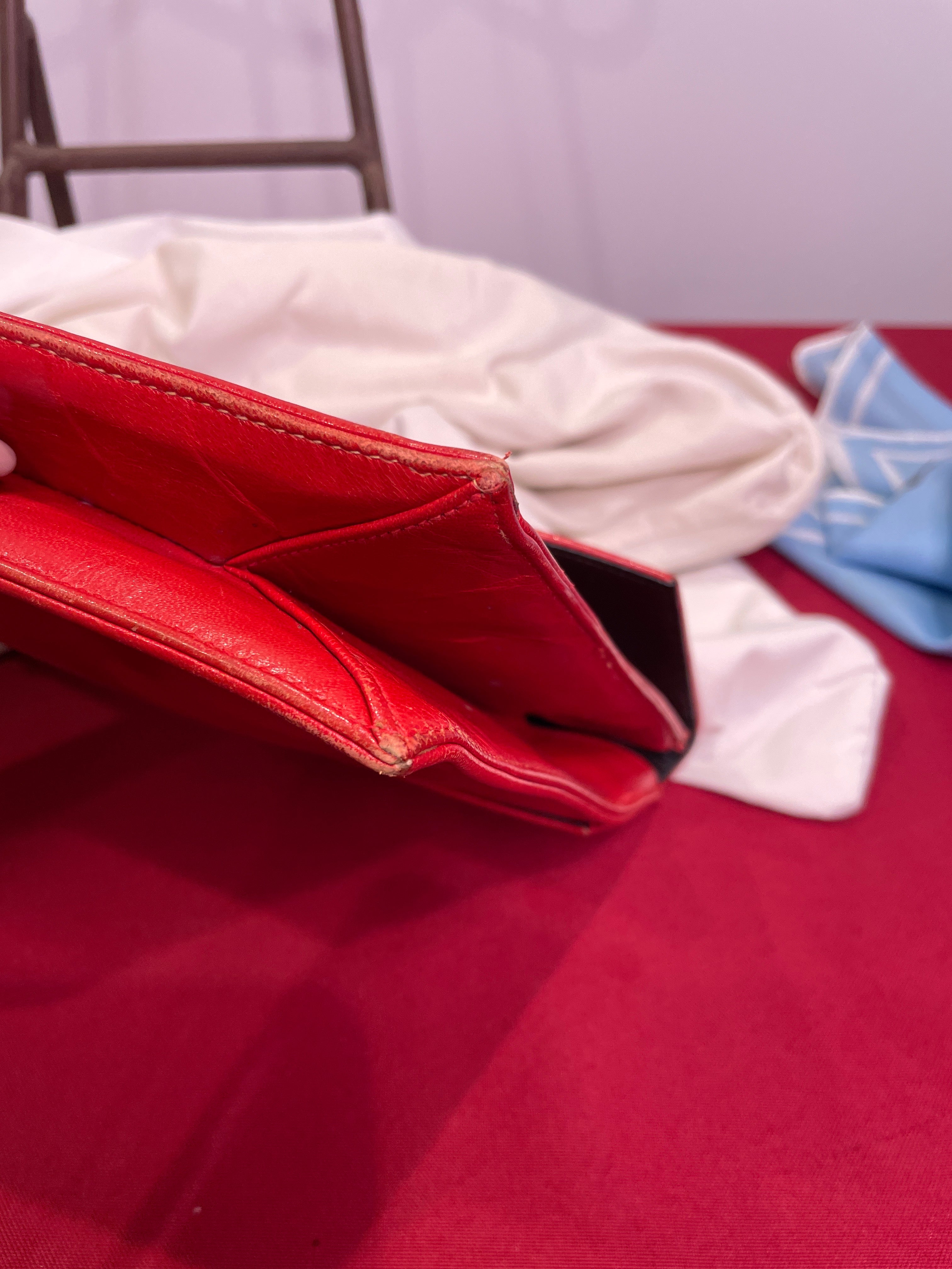VASILIS for TROTTING Red Clutch with Snakeskin Accents