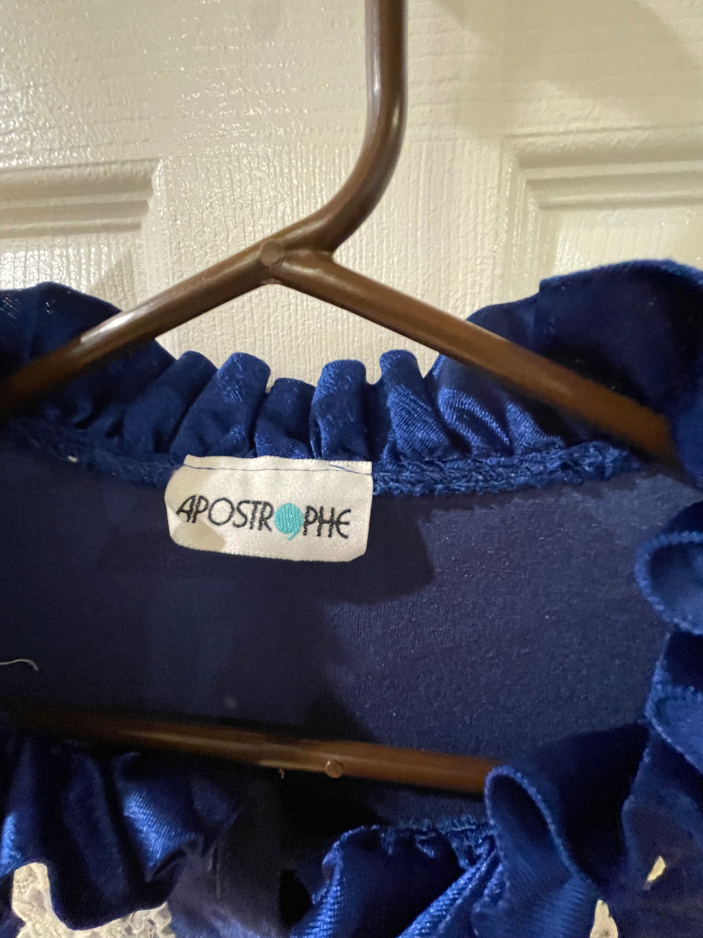 Vintage 1970s Apostrophe Nylon Sleep Robe Sz Large - Royal Blue Button front