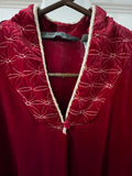 Vintage 1970s Ms. Elaine Polyester Sleep Robe - Red with Yellow Sitching