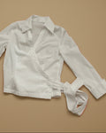 Escada Vintage White Blouse with Tie Waist Size Small