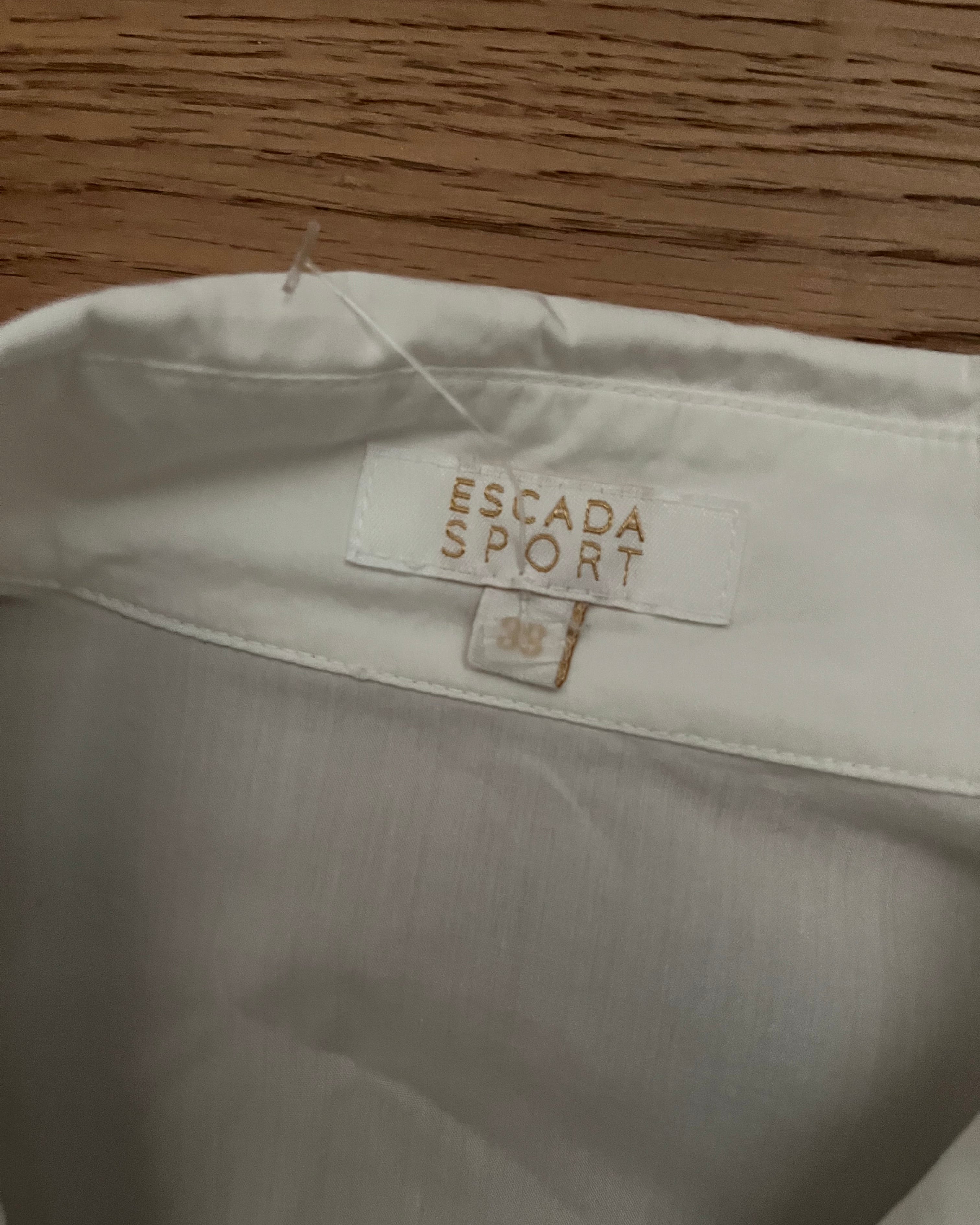 Escada Vintage White Blouse with Tie Waist Size Small