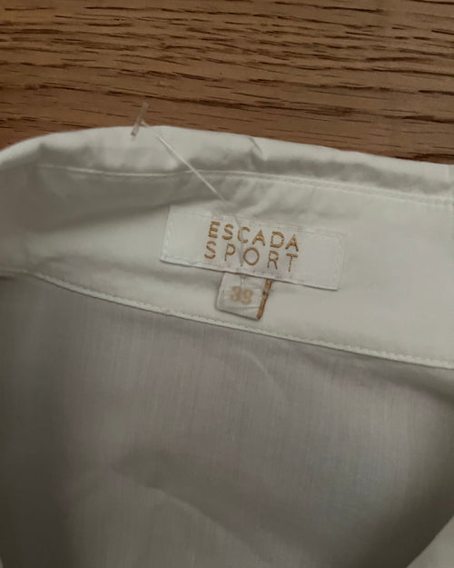 Escada Vintage White Blouse with Tie Waist Size Small