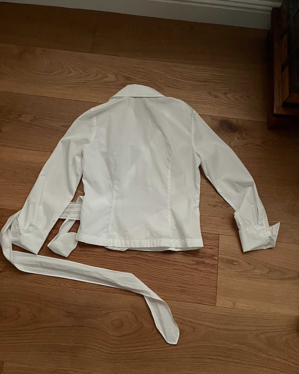 Escada Vintage White Blouse with Tie Waist Size Small