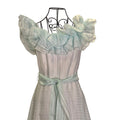 Roberta California Vintage Formal Dress – Light Blue Teal Ruffled Shoulder