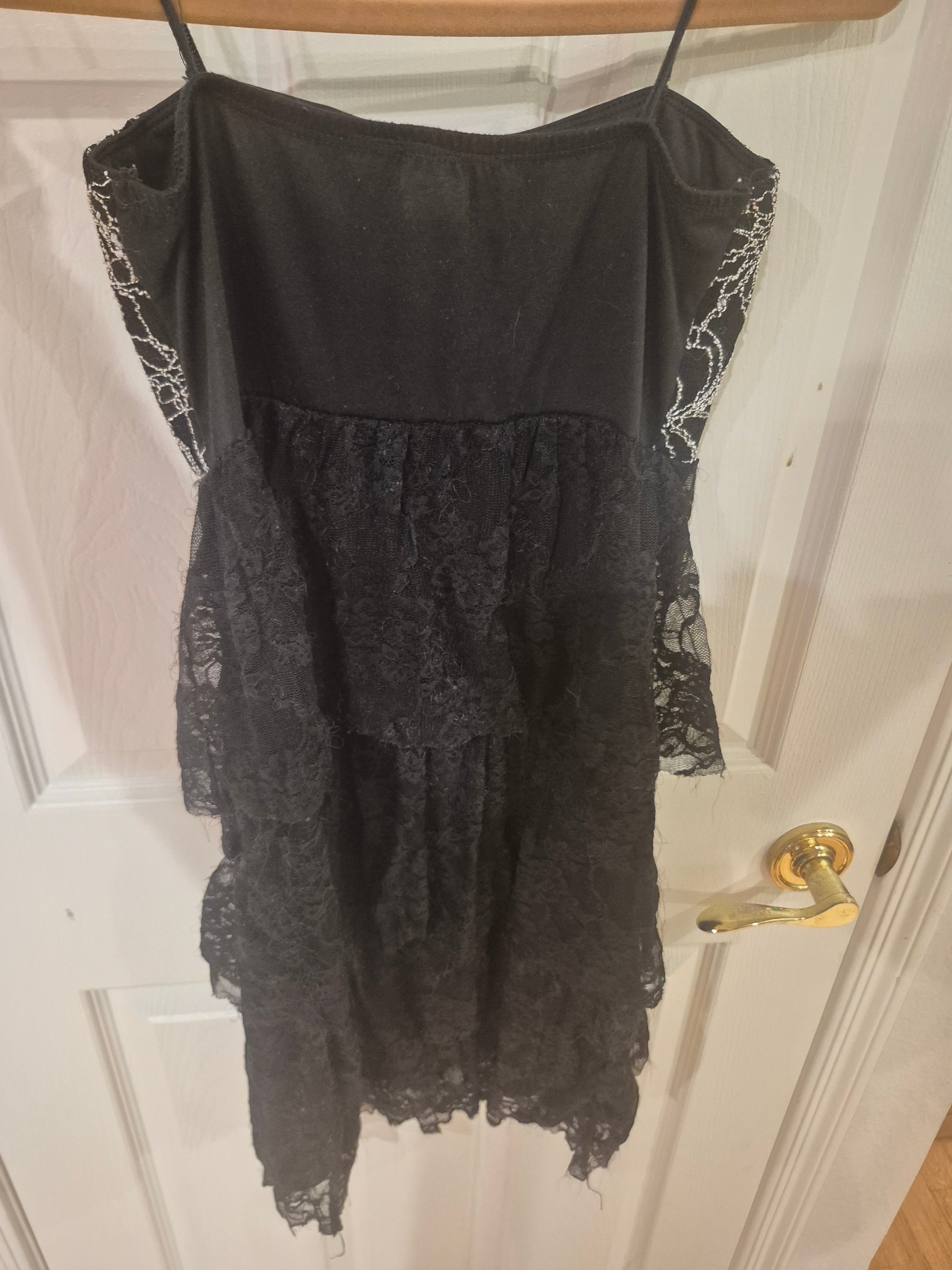 Vintage Ur Va Na Black Lace Tiered Dress - Size Small