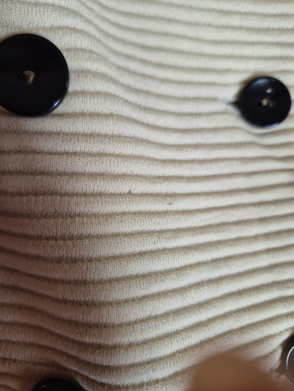 Vintage 1960s Camelon Knit Jacket - Cream & Black Double-Breasted Blazer
