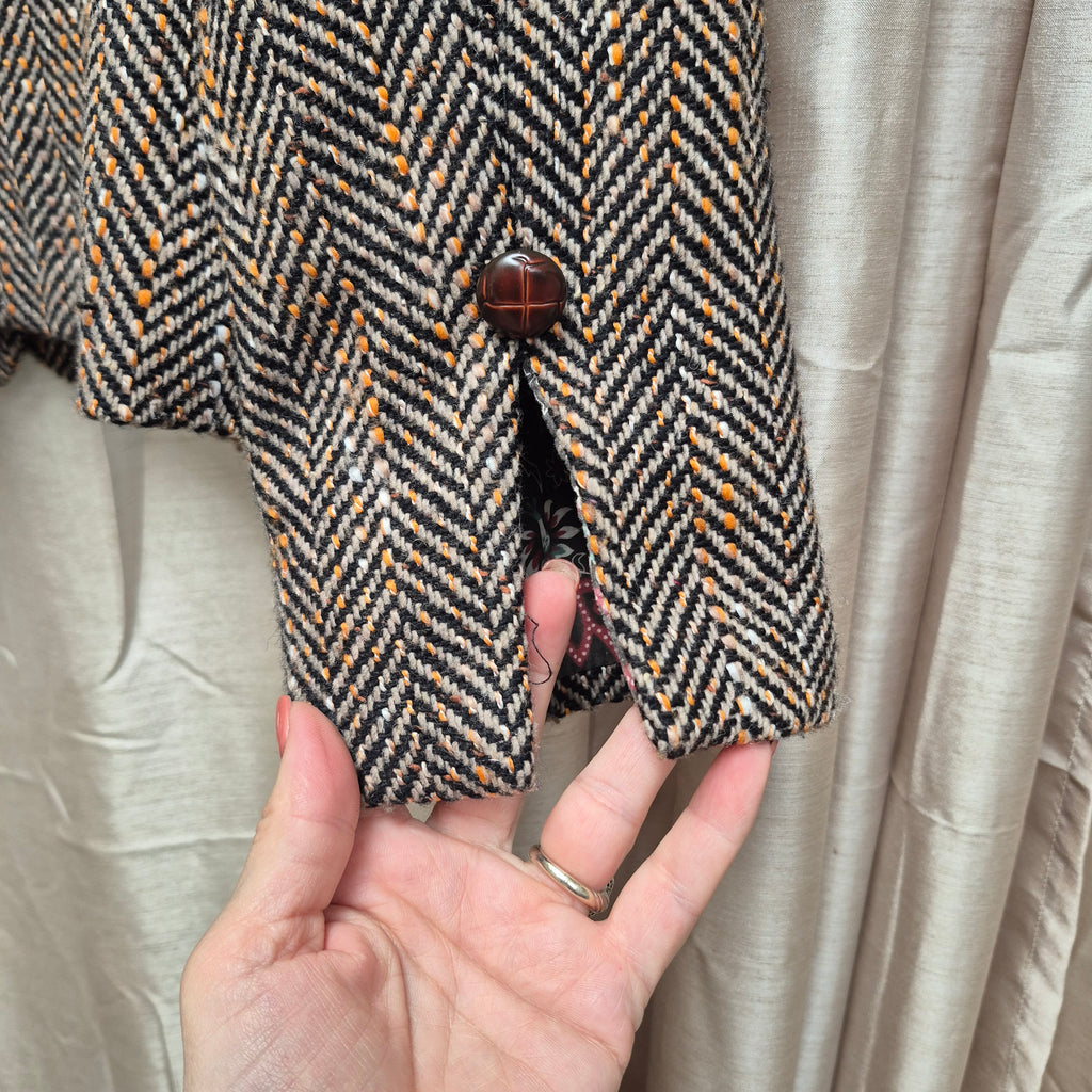 Sugarlips short jacket gorgeous stitching detailing herringbone. Vintage