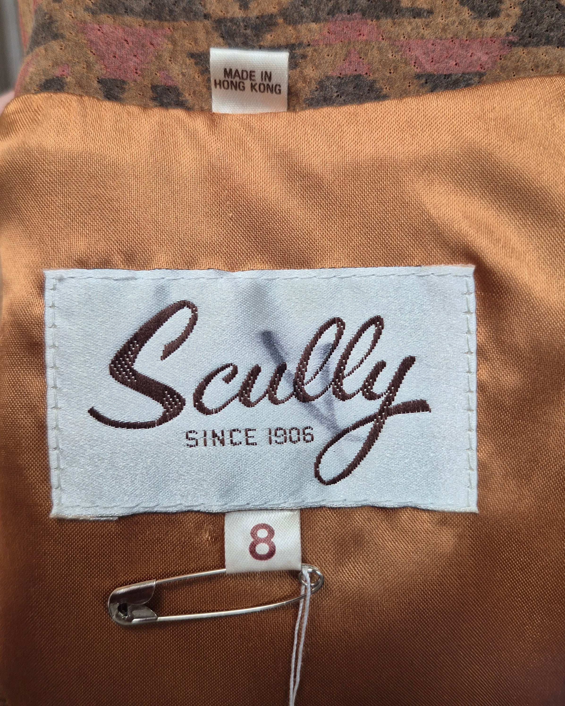 Scully Vintage 100% Leather Suede Ladies Vest Southwestern Geometric Size 8