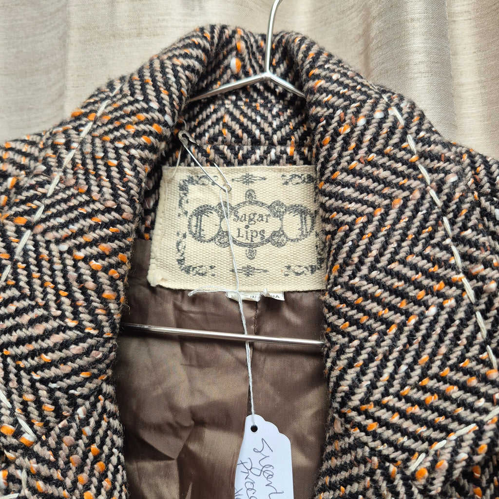 Sugarlips short jacket gorgeous stitching detailing herringbone. Vintage