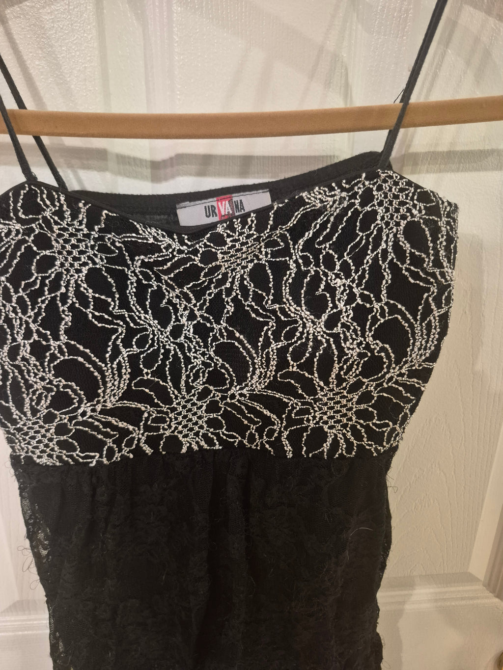 Vintage Ur Va Na Black Lace Tiered Dress - Size Small